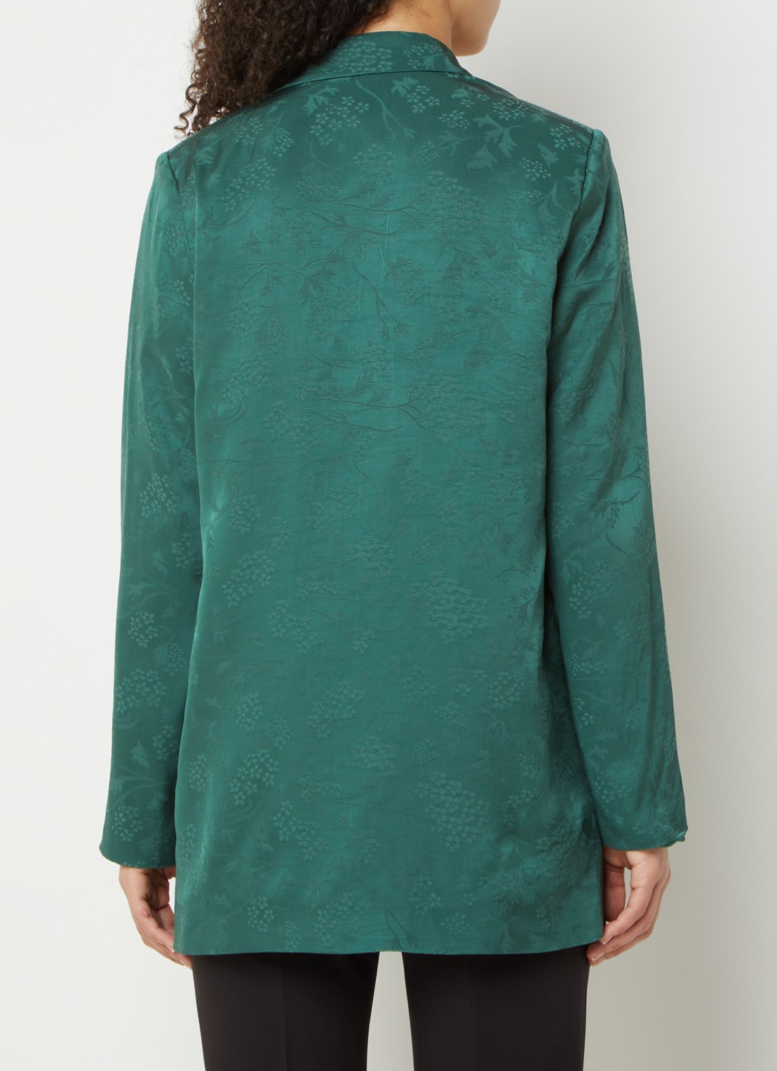 Mango Topeti blazer van satijn met met jacquard dessin - achterkant 3 donkergroen