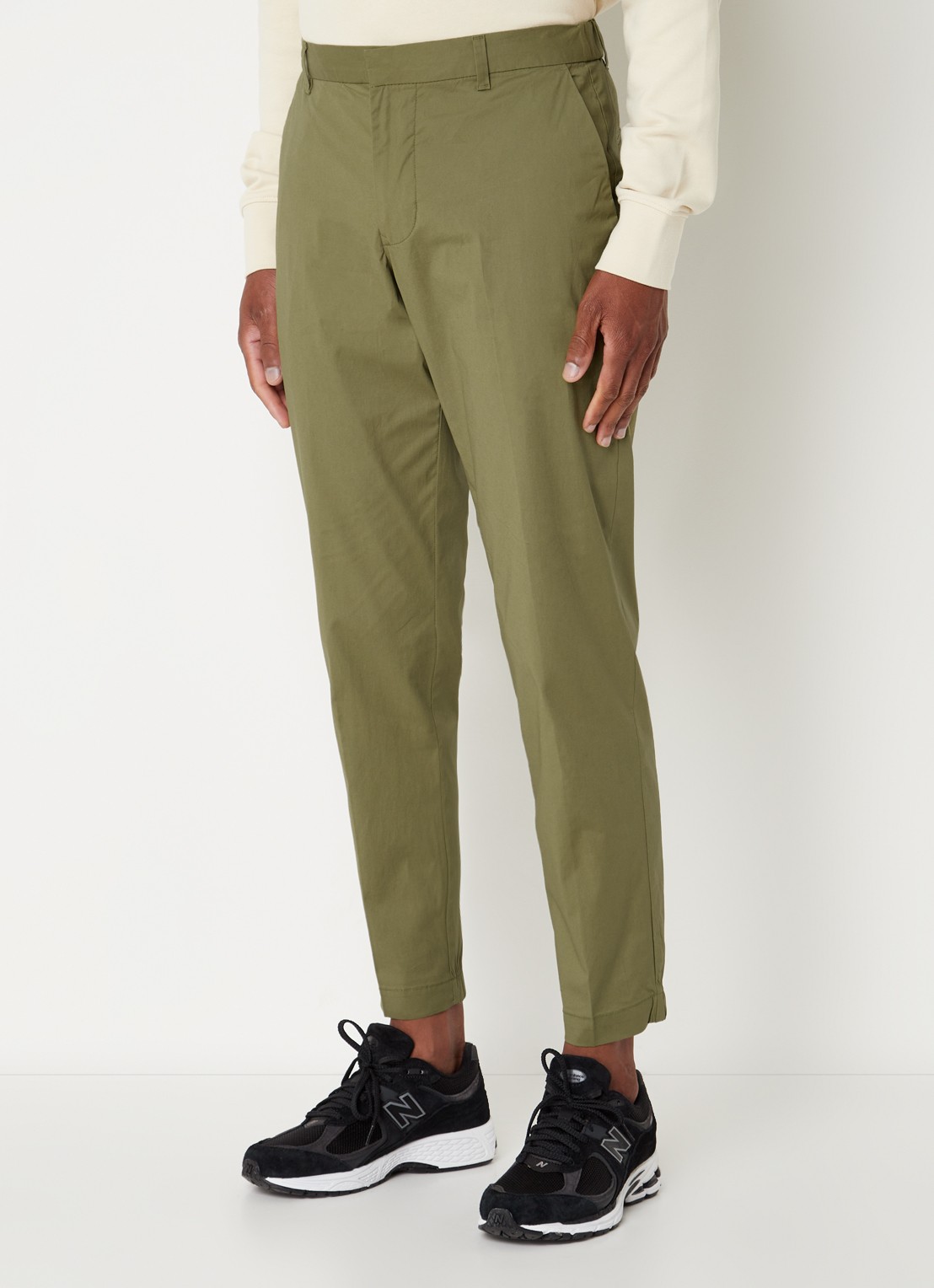 MANGO Trevi slim fit chino met steekzakken - detail mosgroen