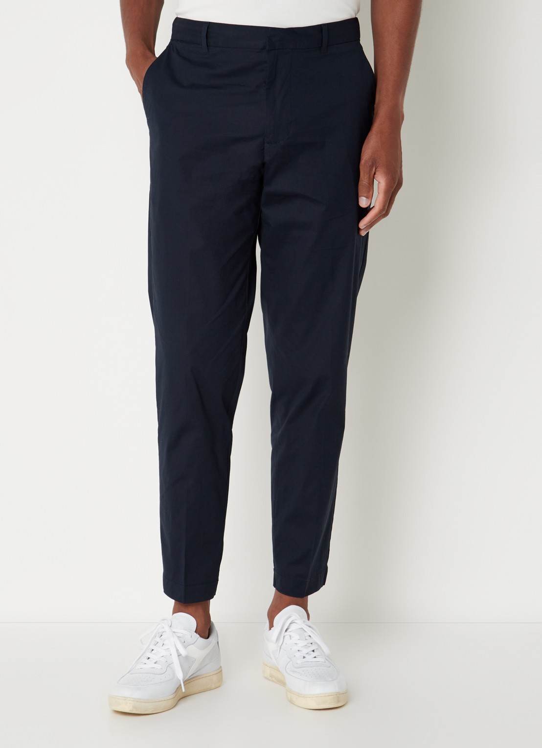 MANGO Trevi slim fit chino met steekzakken - detail blauw