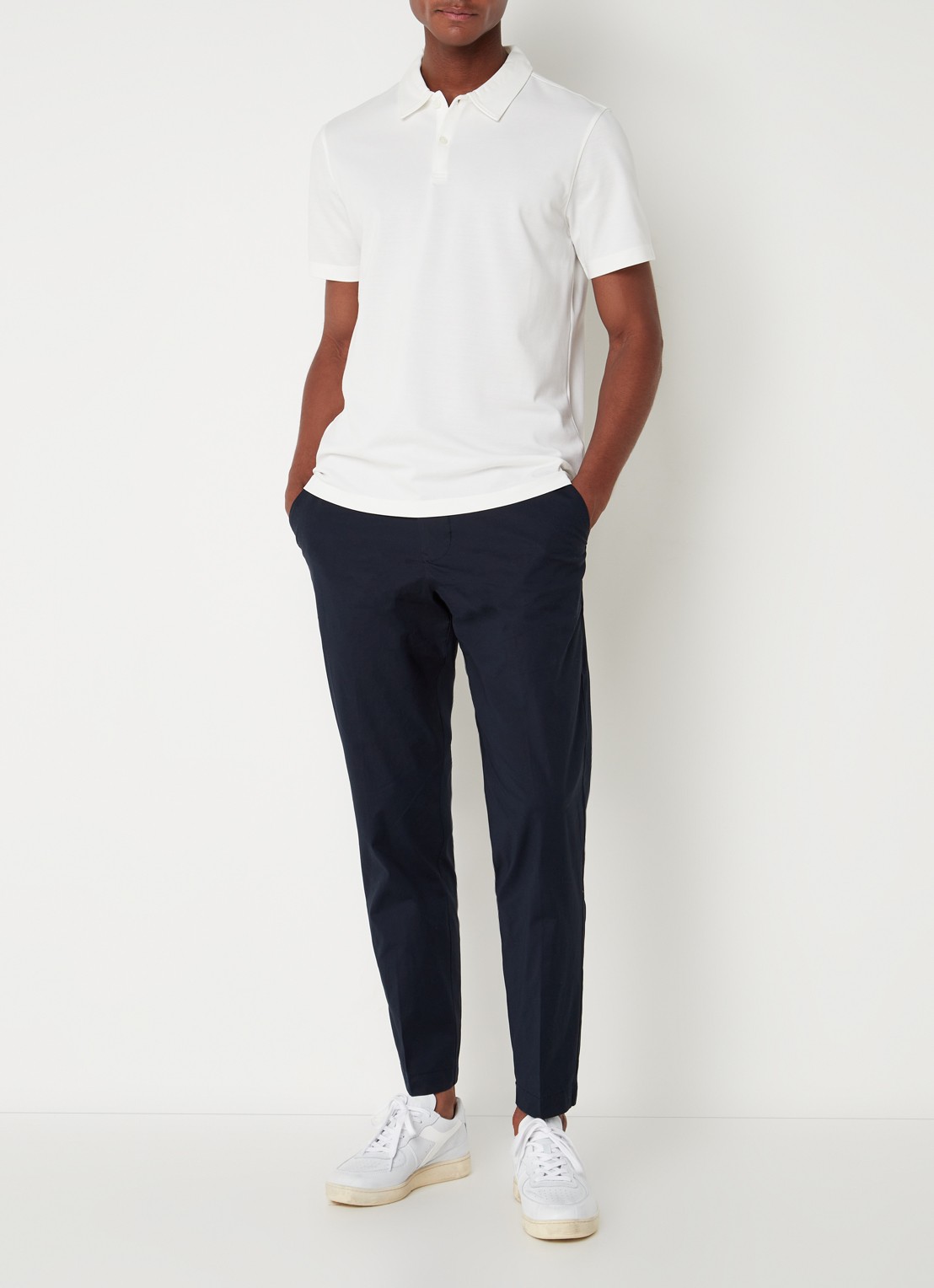 MANGO Trevi slim fit chino met steekzakken - voorkant 4 blauw