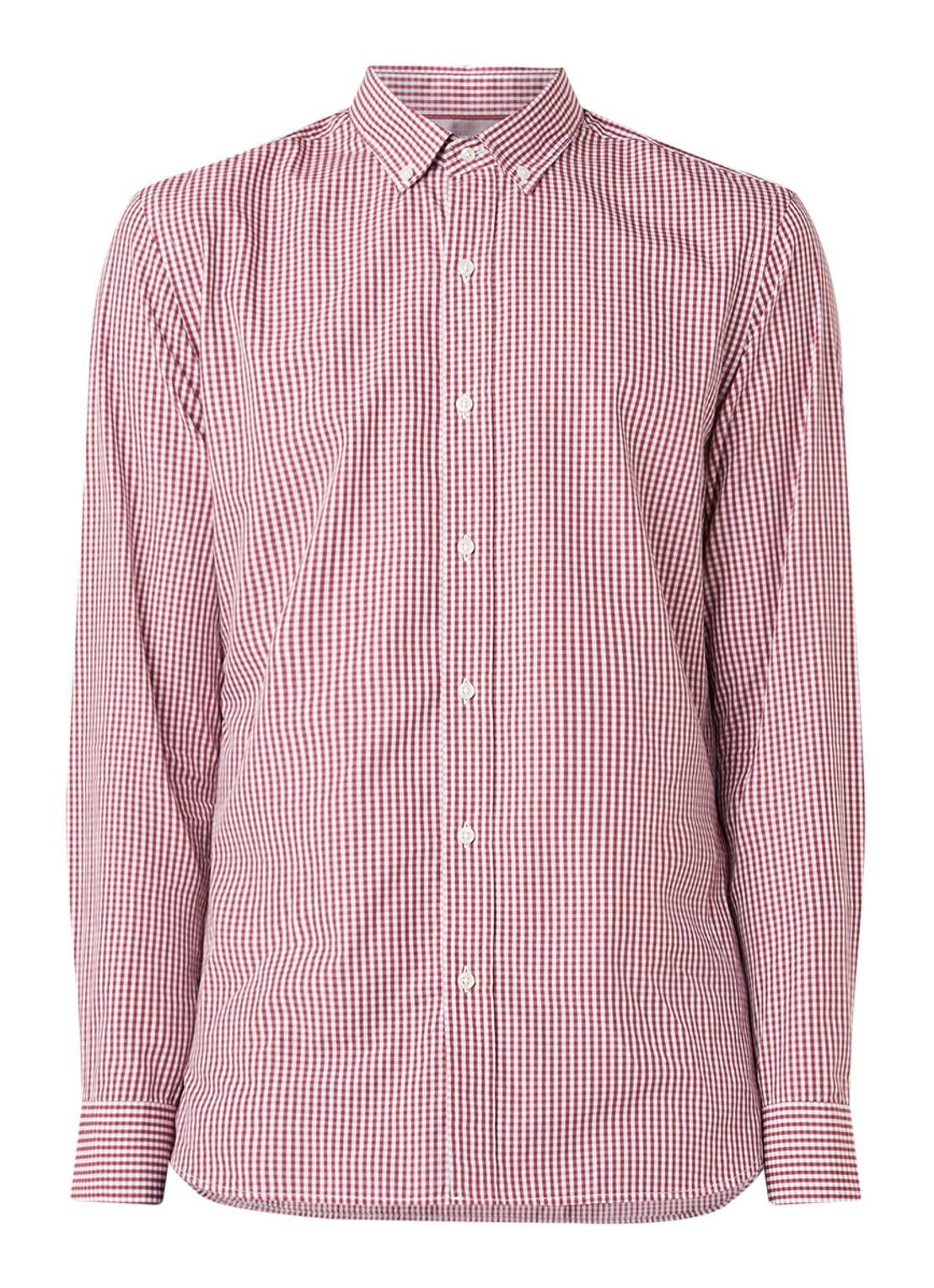 Mango Vichy slim fit overhemd met ruitdessin - voorkant 3 donkerrood
