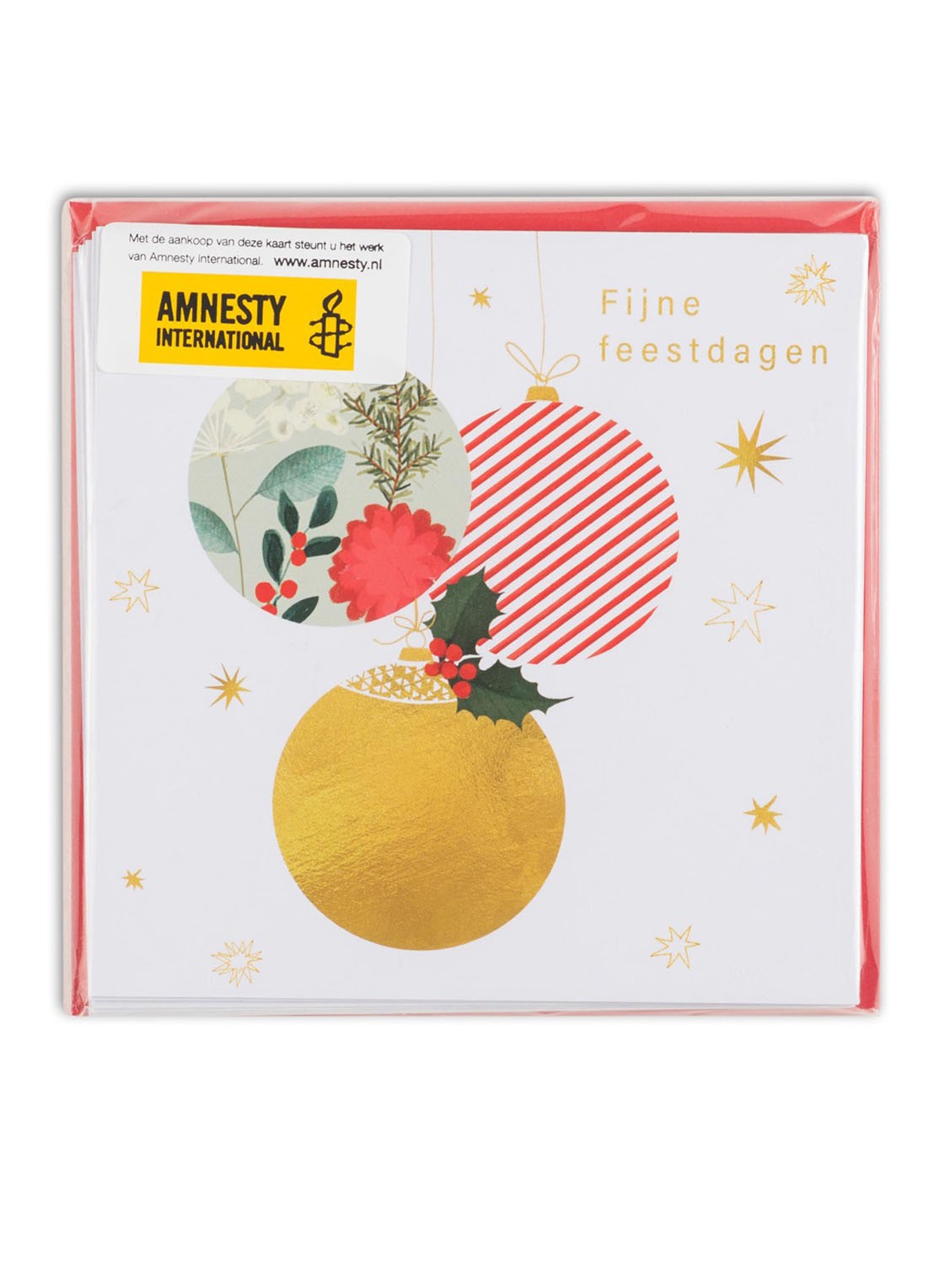MAP Publishing Amnesty International Kerstbal kerstkaart - set van 8 inclusief enveloppen  - voorkant 2 multicolor