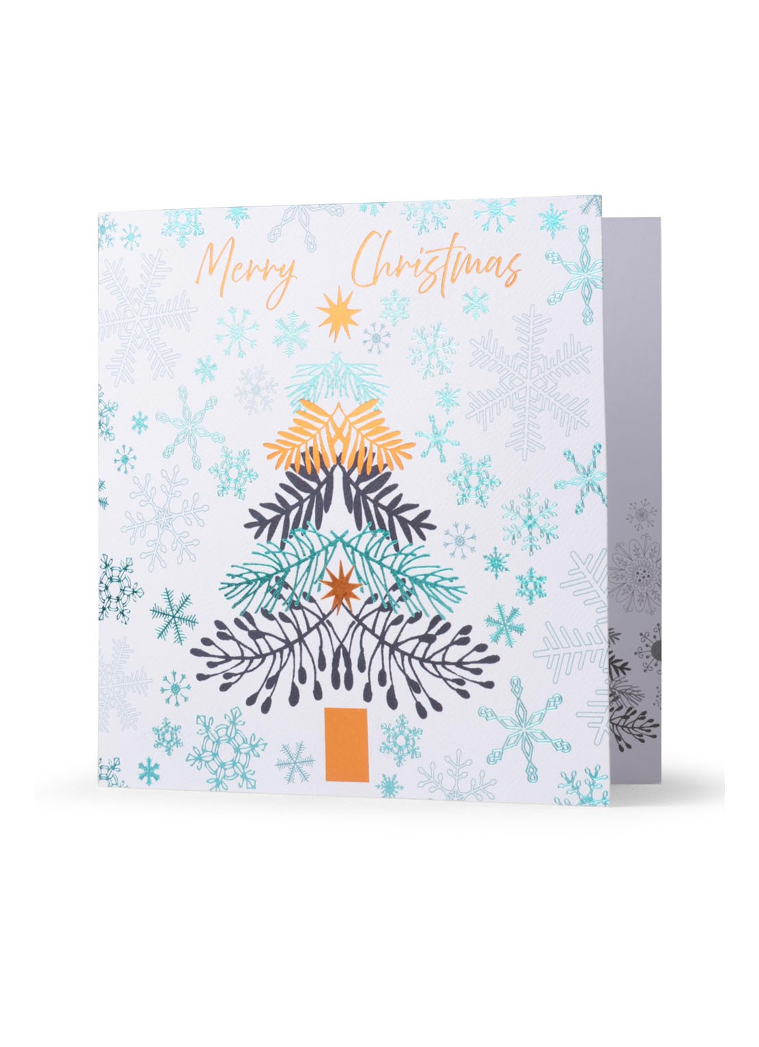 MAP Publishing Kerstboom en sneeuwvlokken - set van 8 inclusief enveloppen - voorkant 3 blauw
