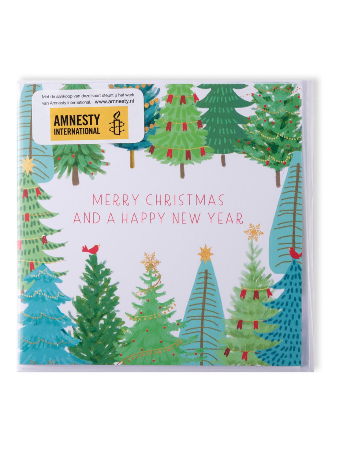 MAP Publishing Merry Christmas and a Happy New Year Kerstbomen kerstkaart - set van 8 inclusief enveloppen - voorkant multicolor