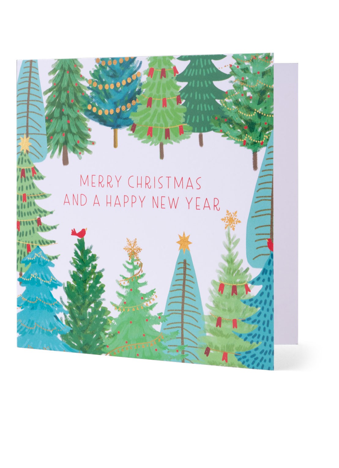 MAP Publishing Merry Christmas and a Happy New Year Kerstbomen kerstkaart - set van 8 inclusief enveloppen - voorkant 2 multicolor