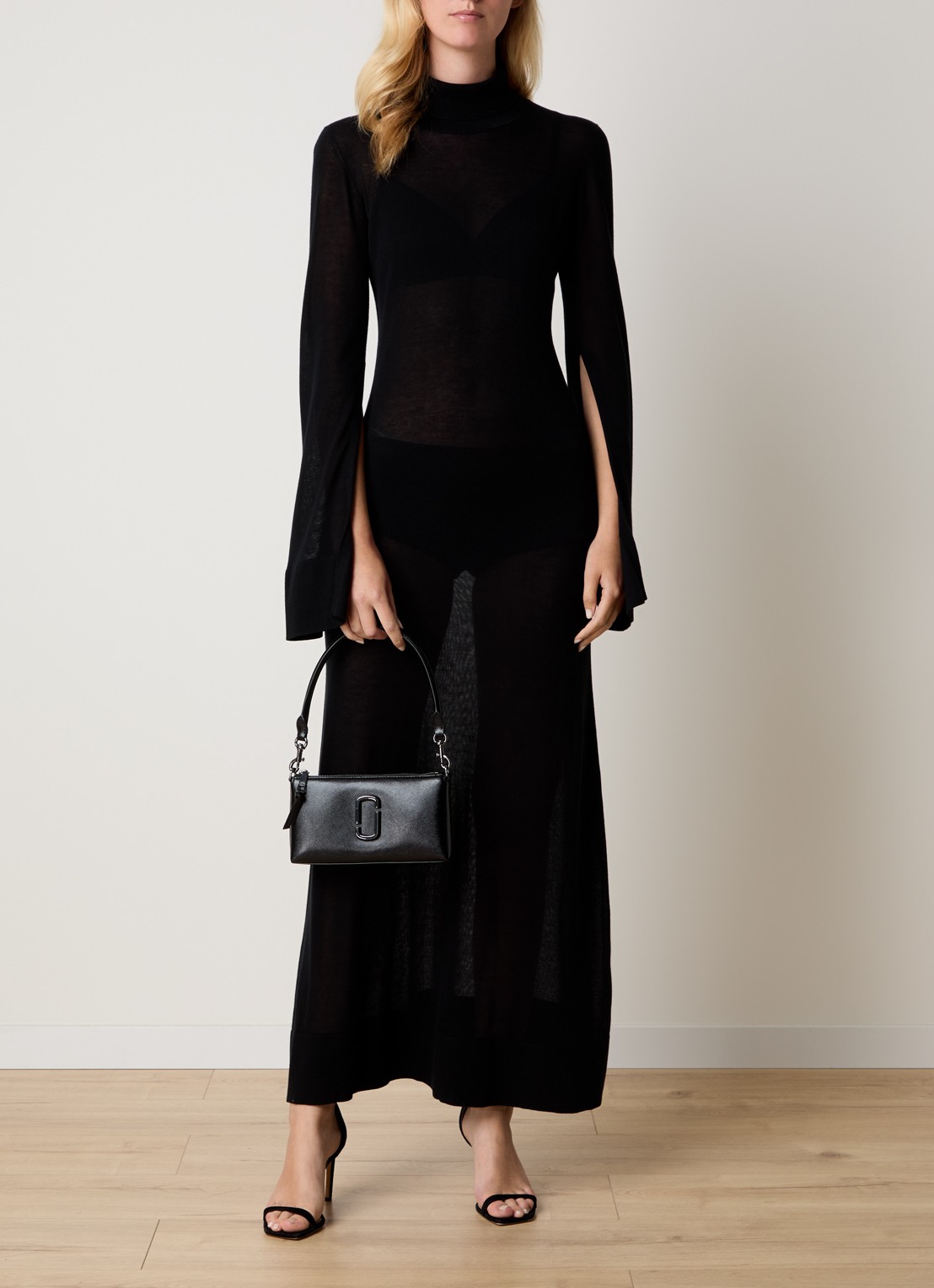 Marc Jacobs Le Pochette schoudertas van leer met afneembare schouderriem  - voorkant 3 zwart