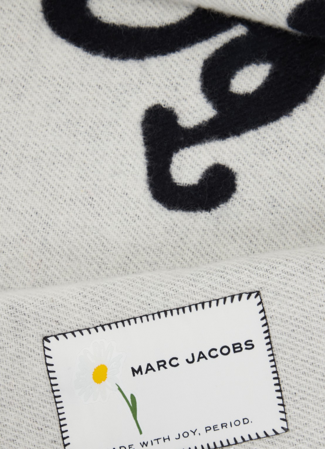 Marc Jacobs Marc Is Joy sjaal van wol met print 160 x 30 cm - detail 3 zwart