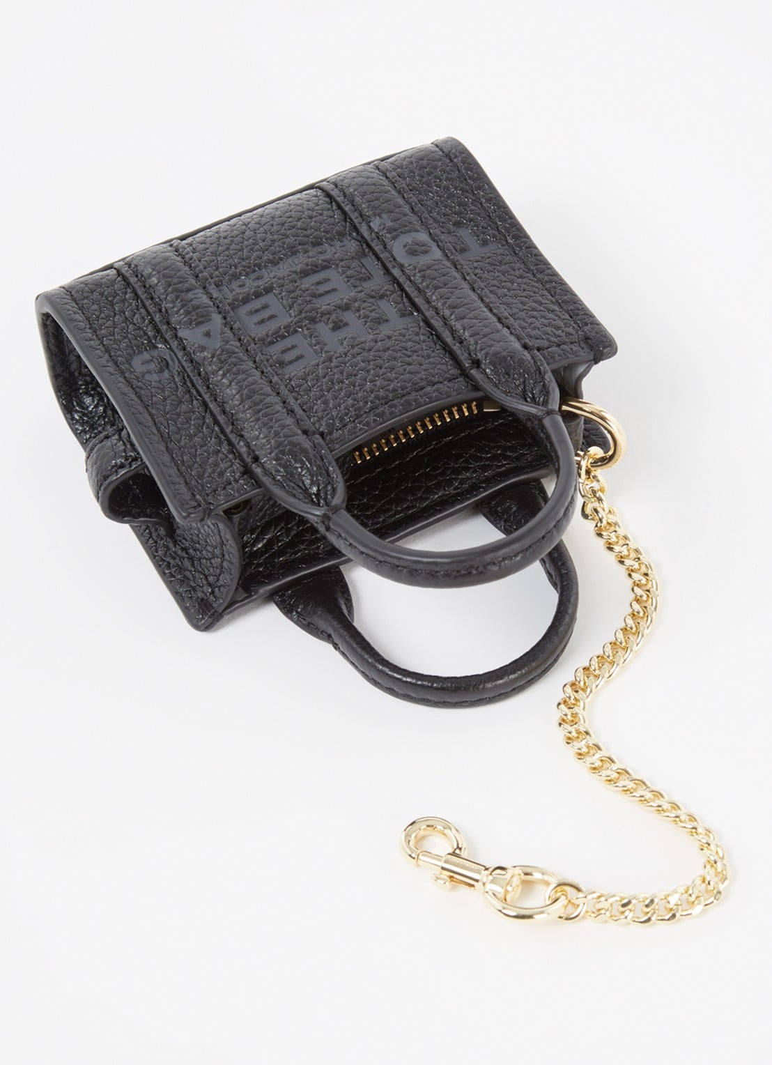 Marc Jacobs Nano Charm handtas van leer met logo - voorkant 2 zwart