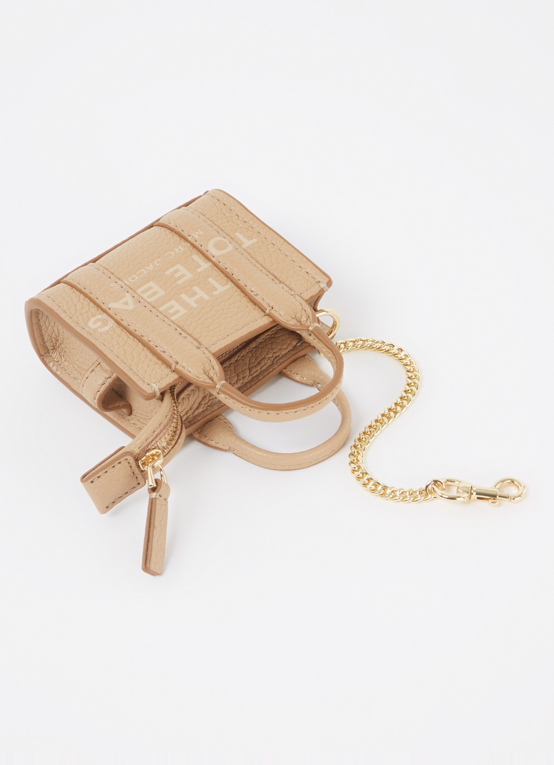 Marc Jacobs Nano Charm handtas van leer met logo - voorkant 2 camel