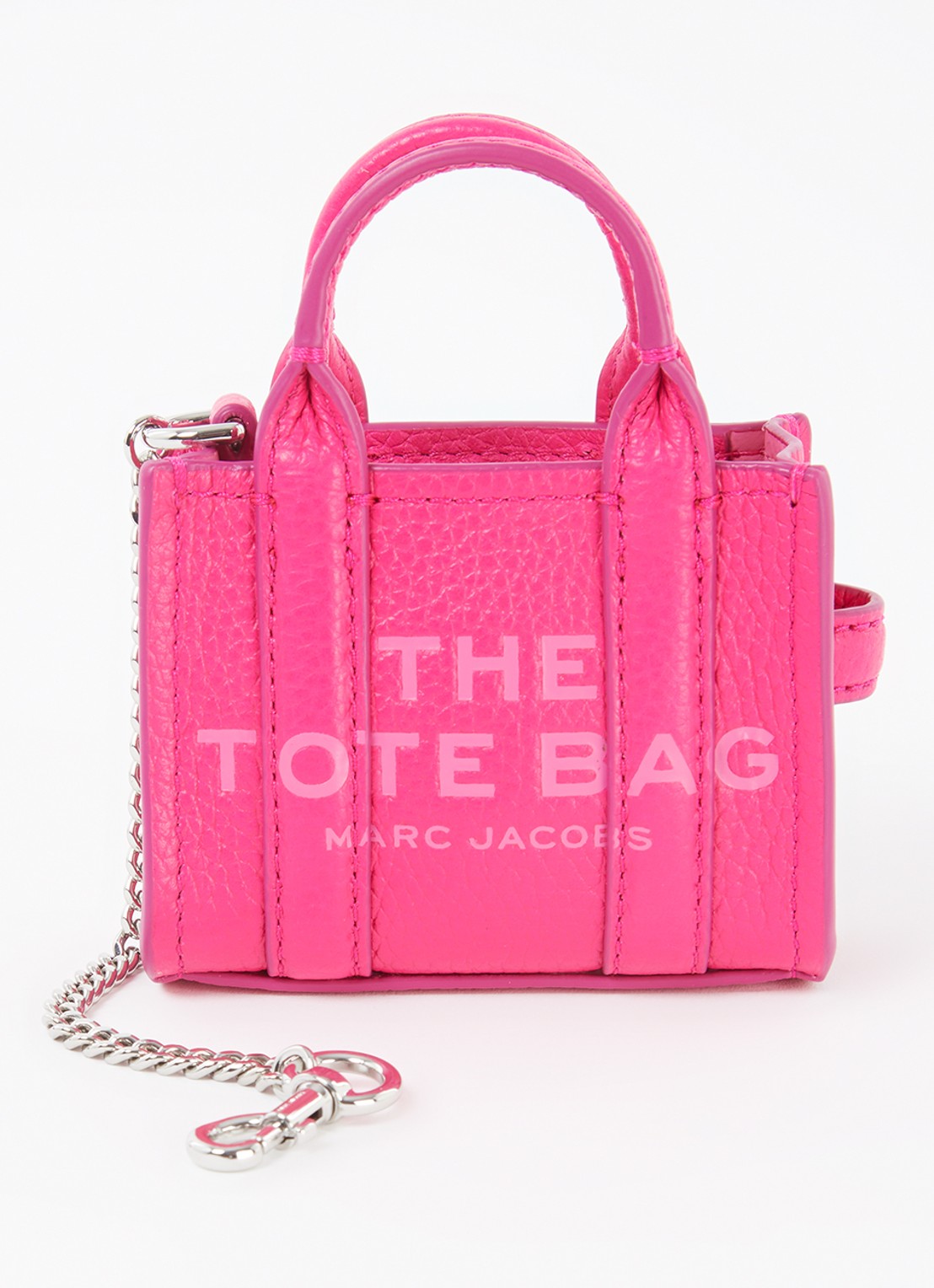 Marc Jacobs Nano Charm handtas van leer met logo - voorkant donkerroze