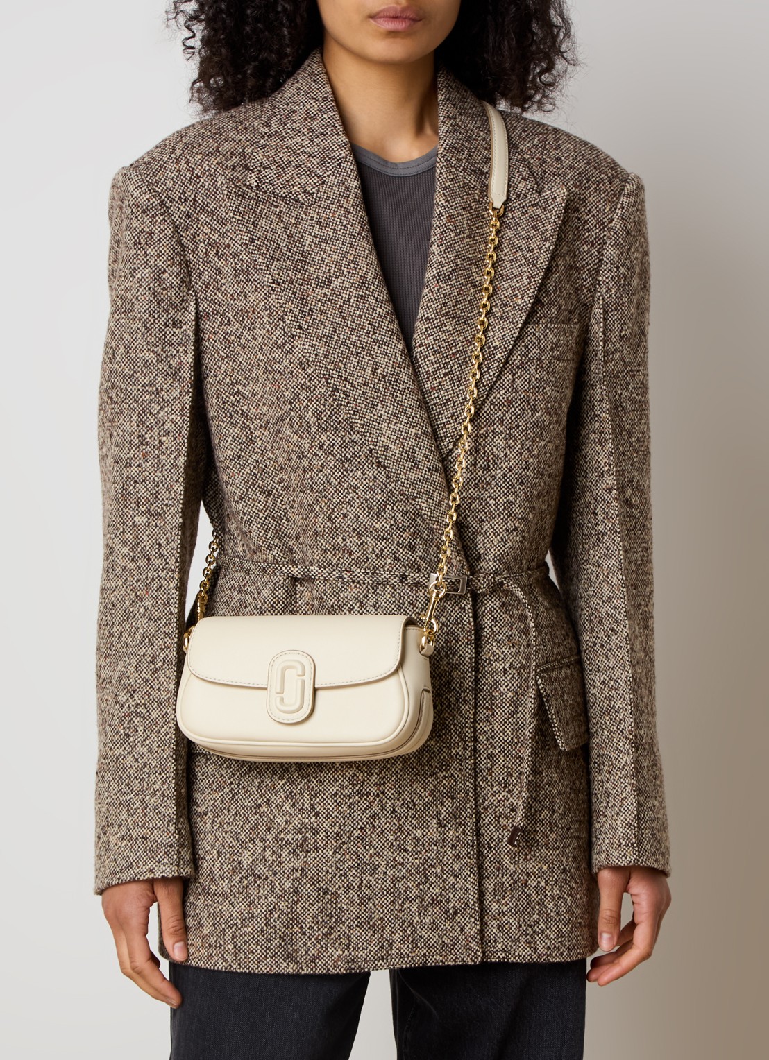 Marc Jacobs Small schoudertas van leer met afneembare schouderriem - voorkant 3 wit