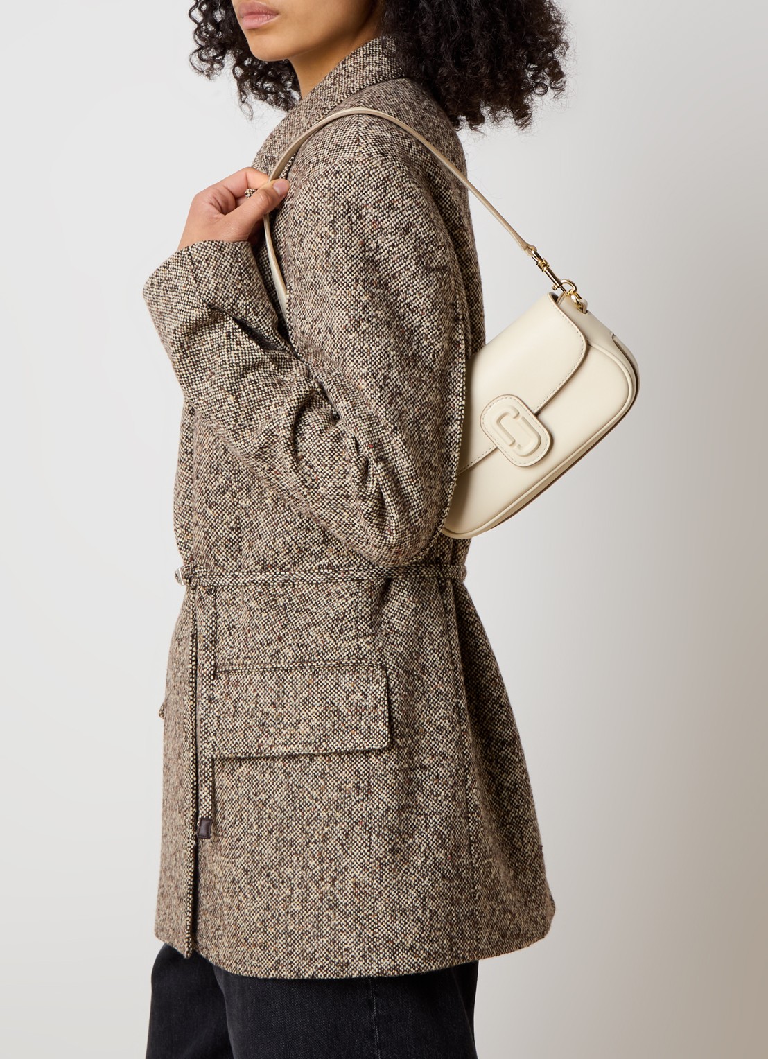 Marc Jacobs Small schoudertas van leer met afneembare schouderriem - voorkant 4 wit