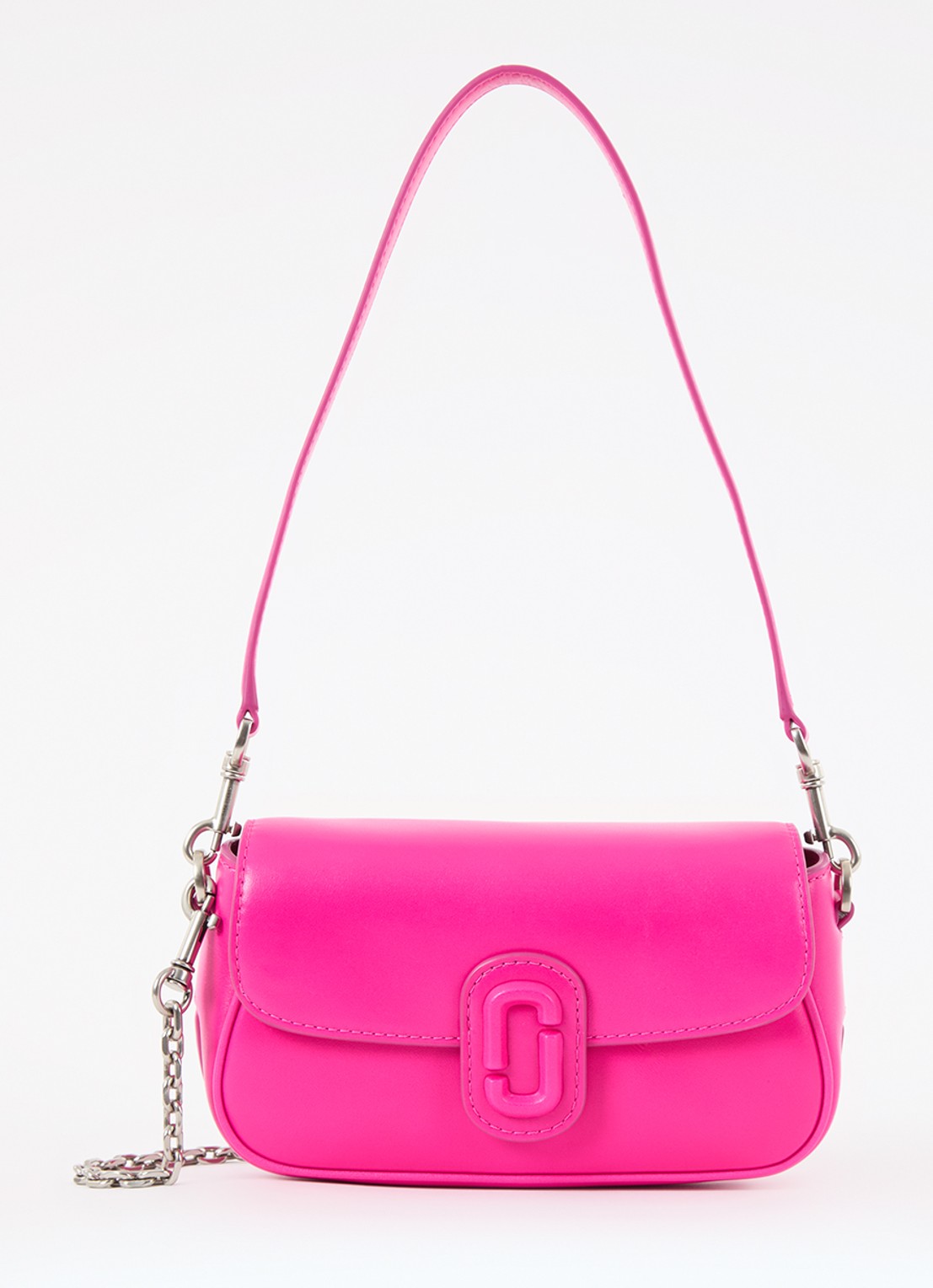 Marc Jacobs Small schoudertas van leer met afneembare schouderriem - voorkant 2 fuchsia