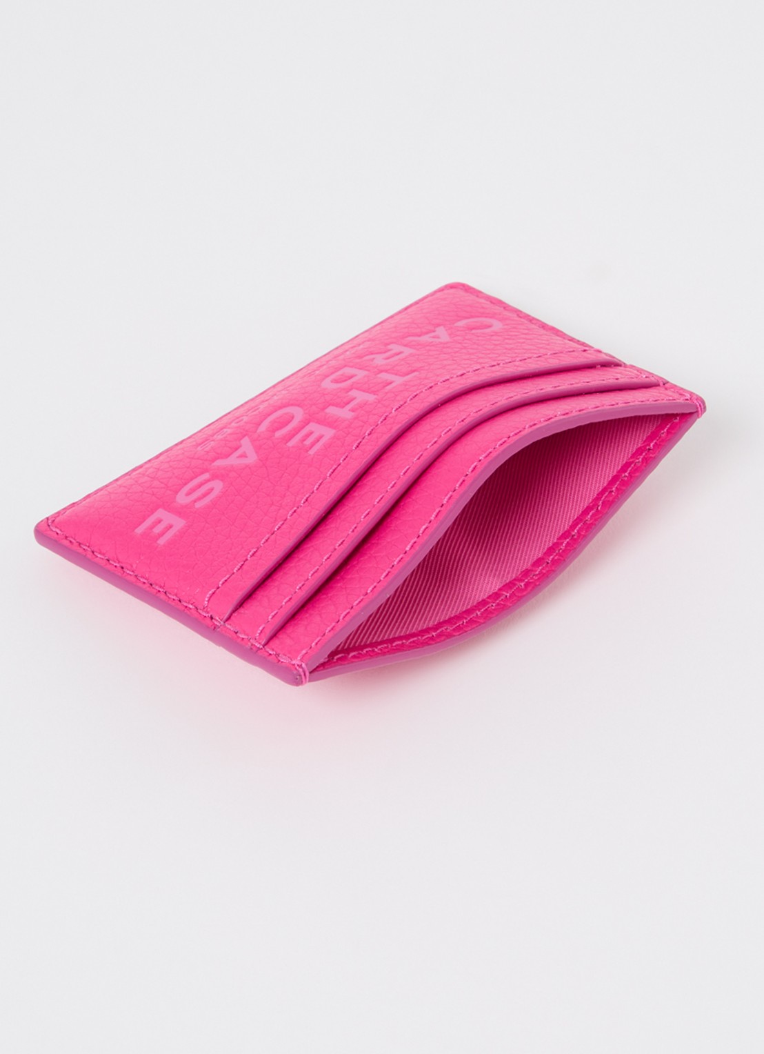 Marc Jacobs The Card Case pasjeshouder van leer met logo - detail fuchsia