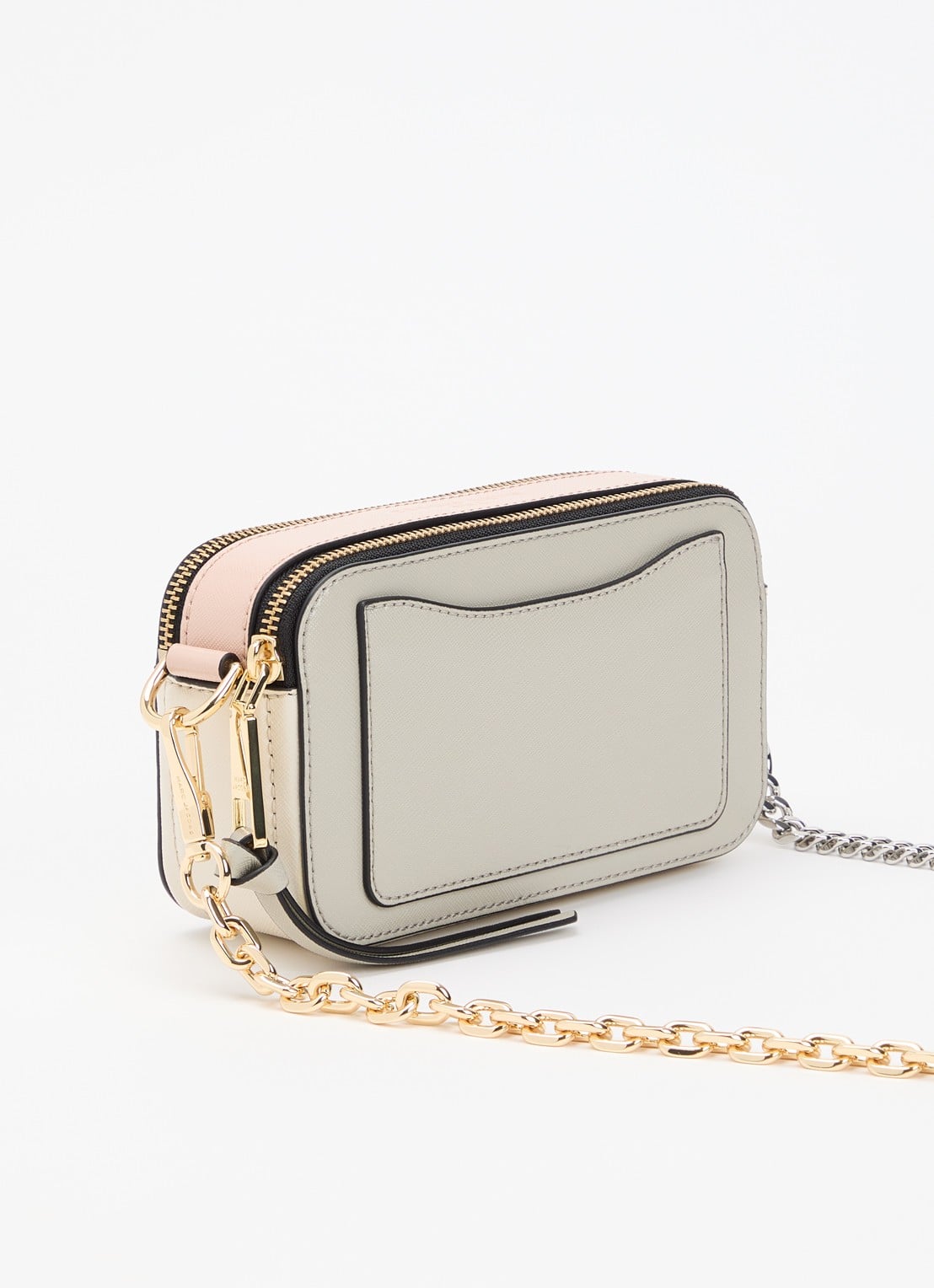 Marc Jacobs The Colourblock Chain Snapshot crossbodytas van leer met afneembare schouderriem - achterkant 5 donkerbeige