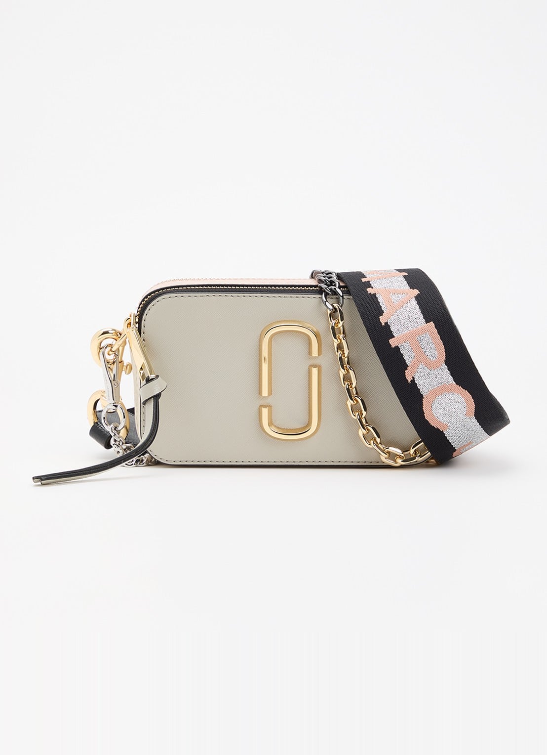 Marc Jacobs The Colourblock Chain Snapshot crossbodytas van leer met afneembare schouderriem - voorkant 6 donkerbeige
