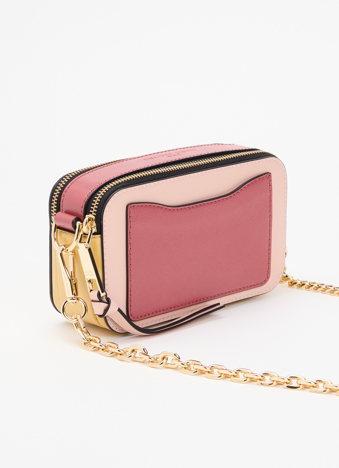 Marc Jacobs The Colourblock Chain Snapshot crossbodytas van leer met afneembare schouderriem - achterkant roze