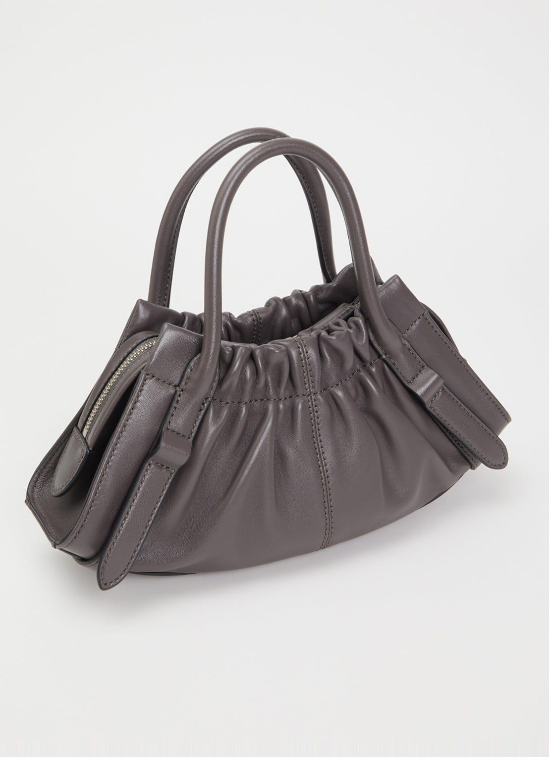 Marc Jacobs The Cristina Small Satchel handtas van lamsleer - achterkant donkergrijs
