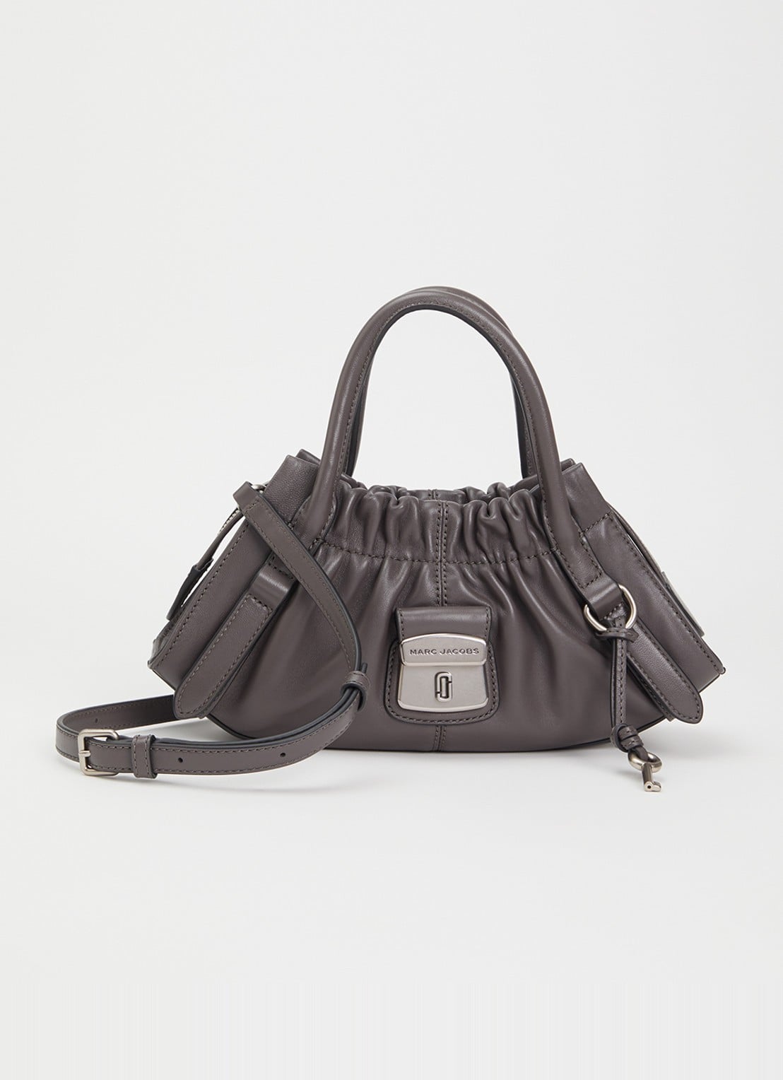 Marc Jacobs The Cristina Small Satchel handtas van lamsleer - voorkant 6 donkergrijs