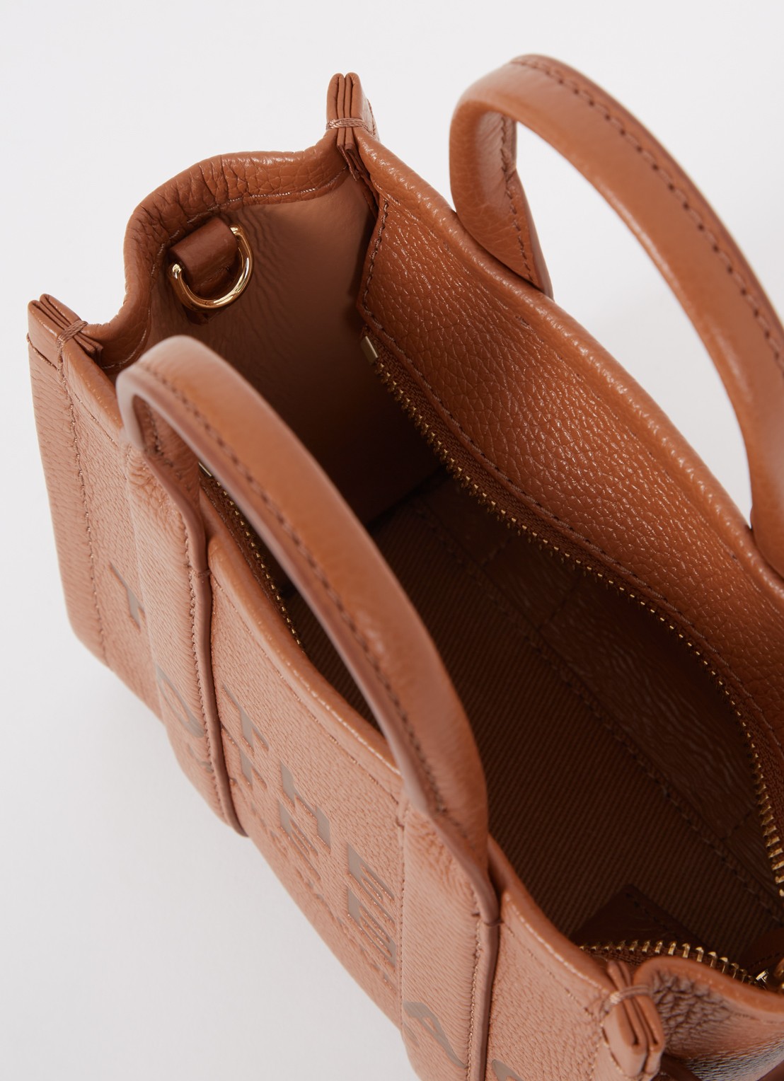 Marc Jacobs The Crossbody Tote handtas van leer met logo - detail 5 cognac