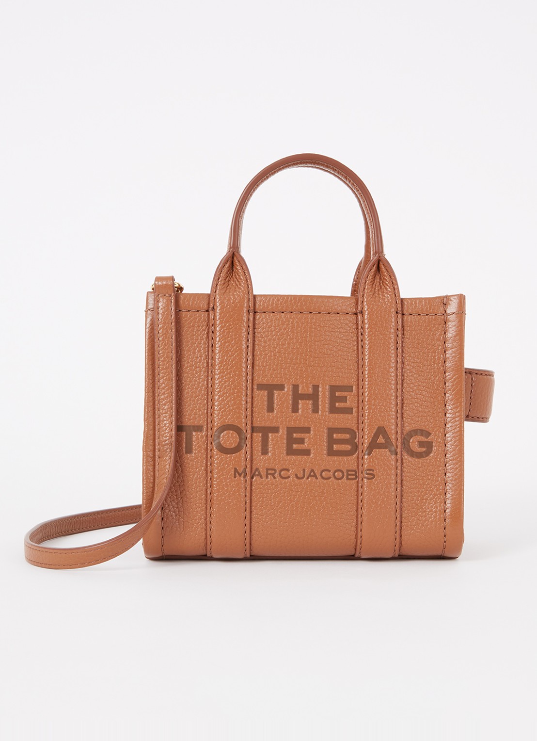 Marc Jacobs The Crossbody Tote handtas van leer met logo - voorkant 2 cognac