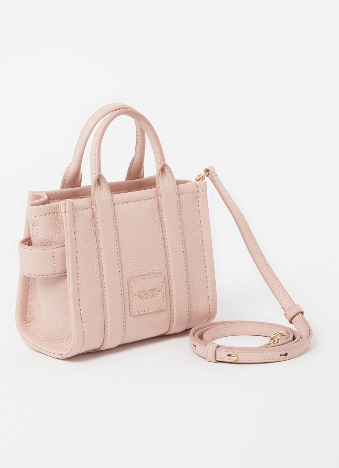 Marc Jacobs The Crossbody Tote handtas van leer - achterkant 2 lichtroze