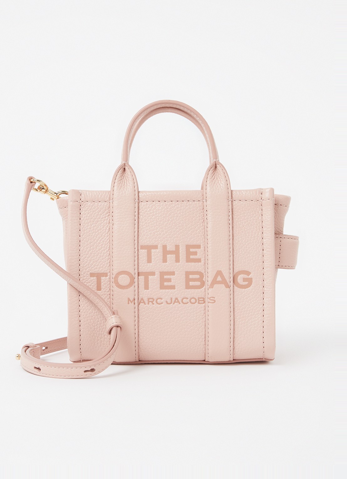 Marc Jacobs The Crossbody Tote handtas van leer - voorkant lichtroze