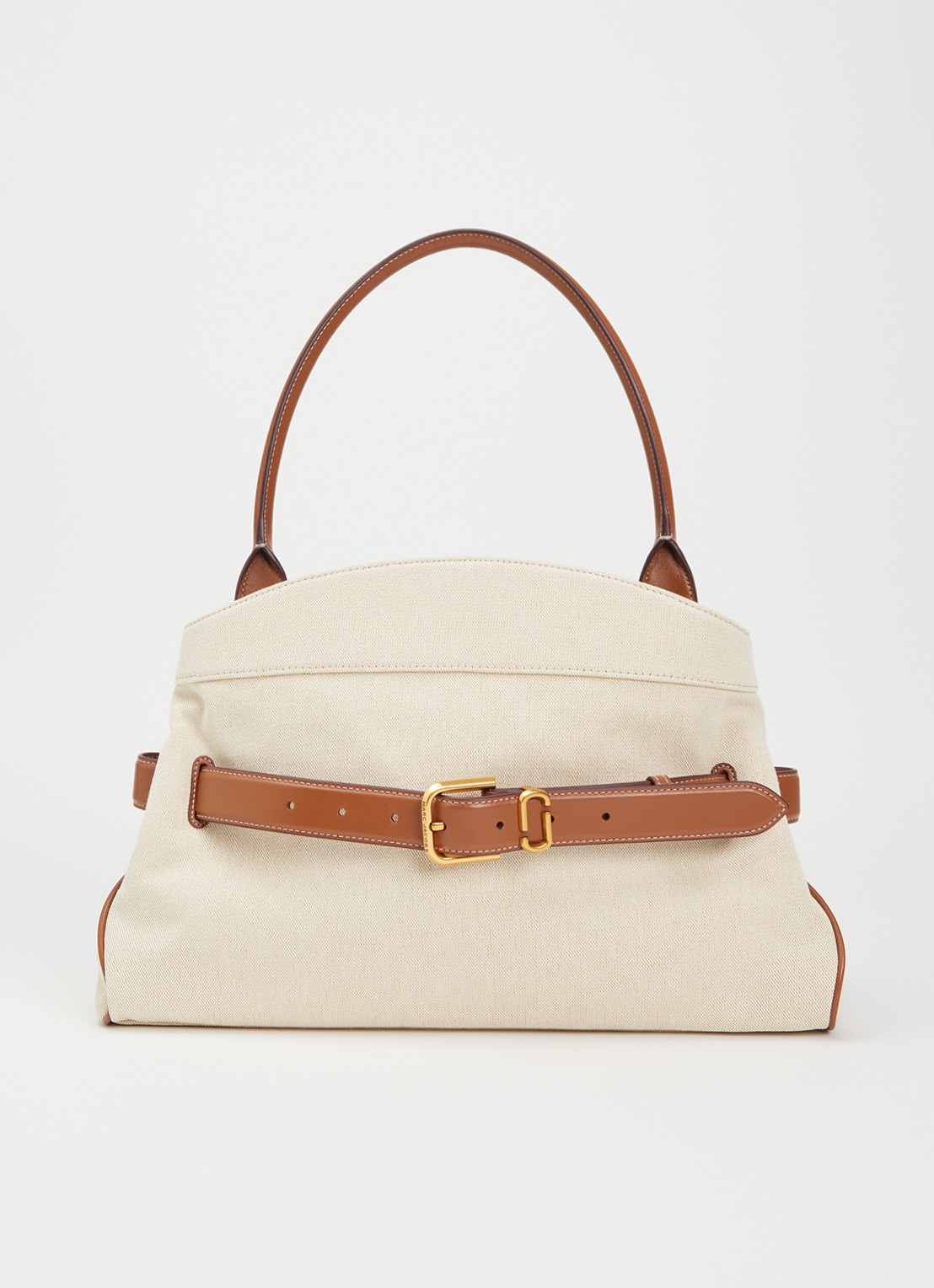 Marc Jacobs The Dakota Satchel schoudertas van canvas met kalfsleren details - voorkant 6 beige
