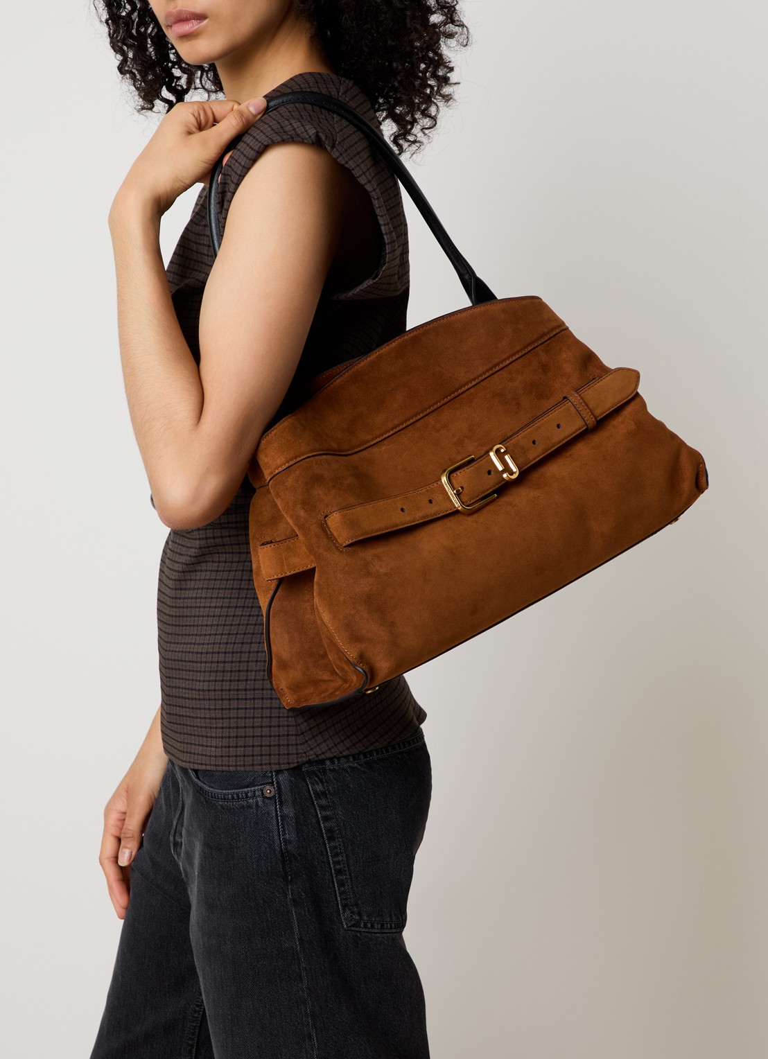 Marc Jacobs The Dakota Satchel schoudertas van suède  - voorkant 3 koper