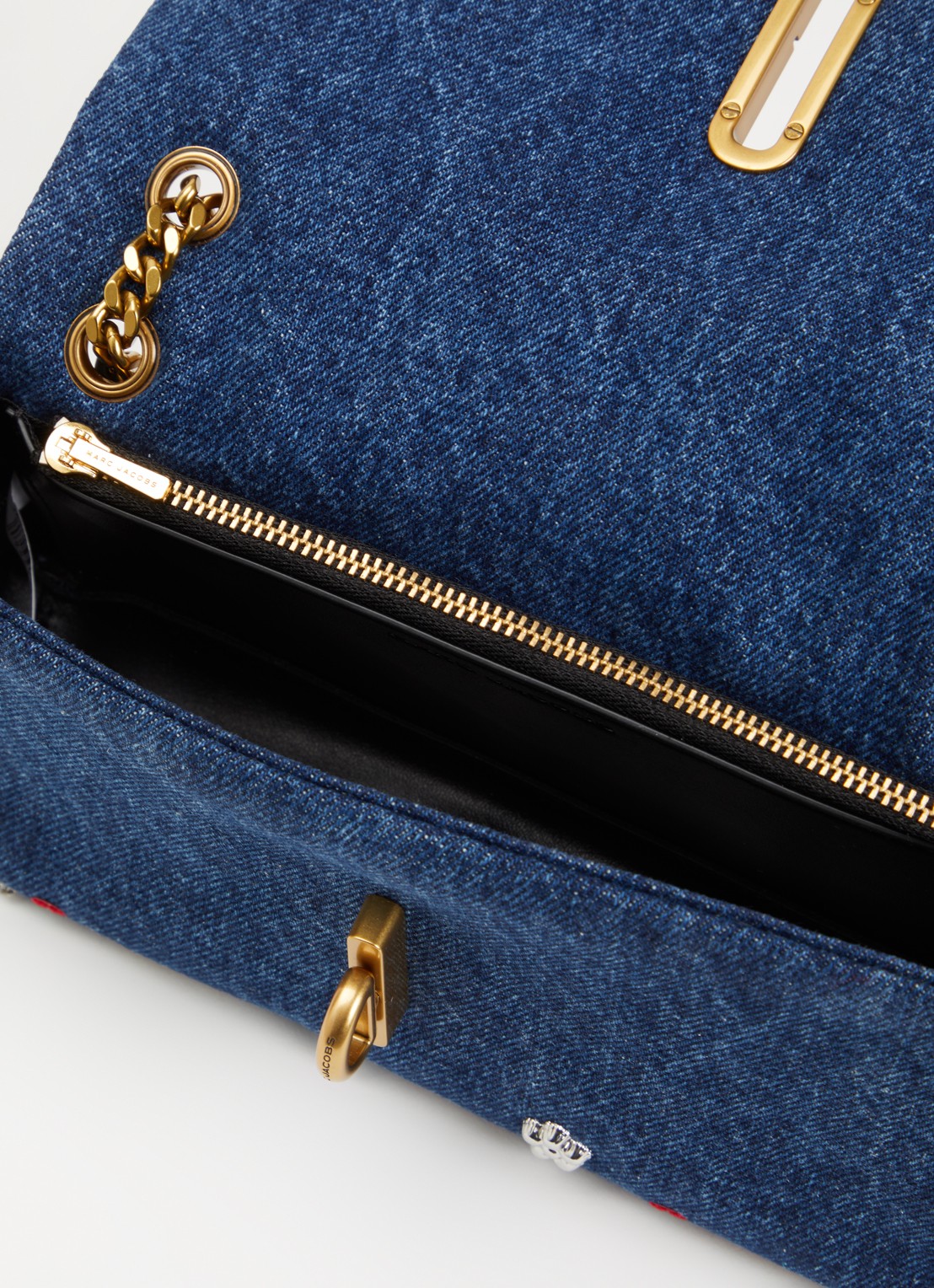 Marc Jacobs The Dual Chain Mini schoudertas van leer met verstelbare schouderriem - detail 2 donkerbruin