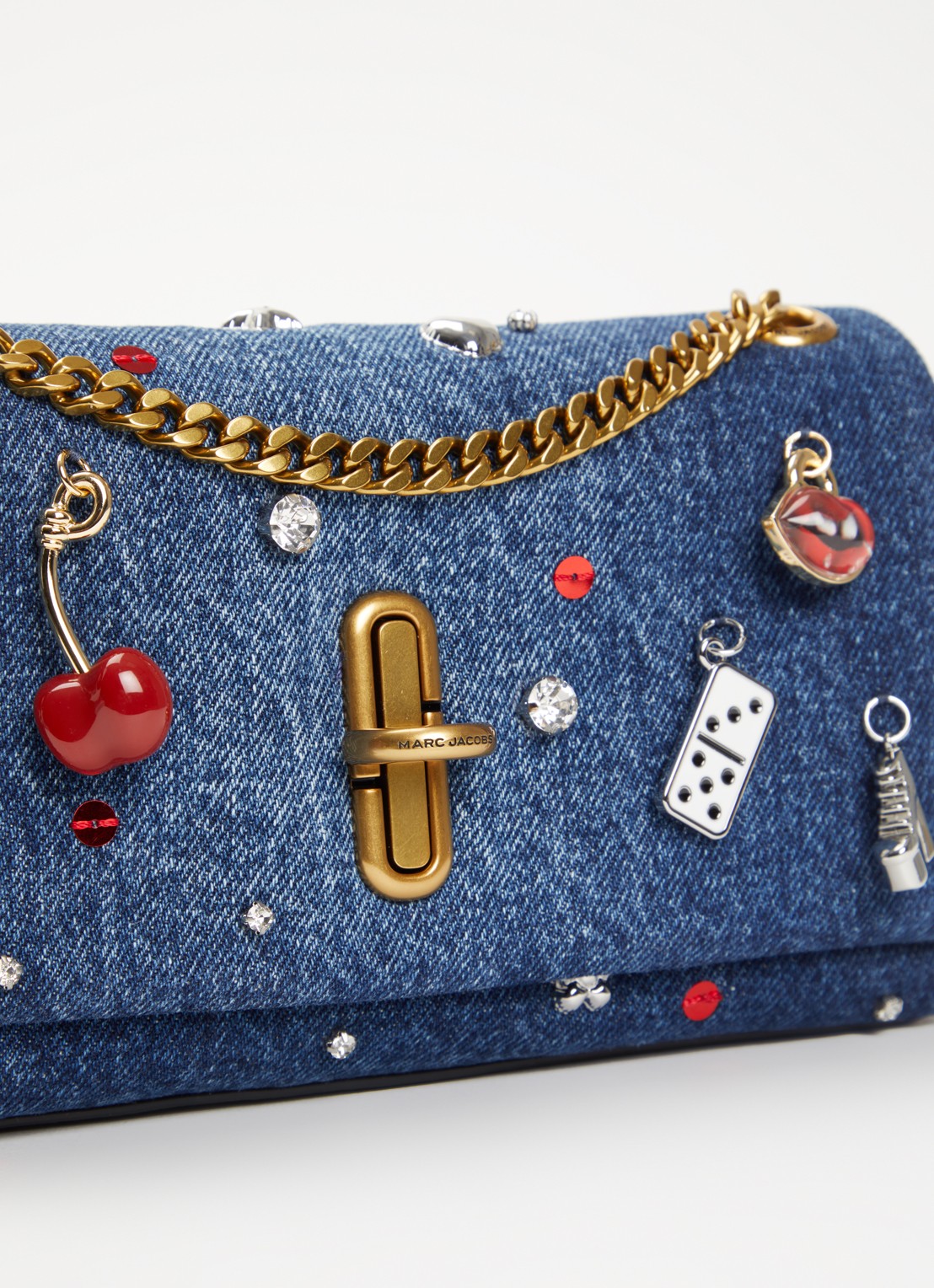 Marc Jacobs The Dual Chain Mini schoudertas van leer met verstelbare schouderriem - detail 4 donkerbruin