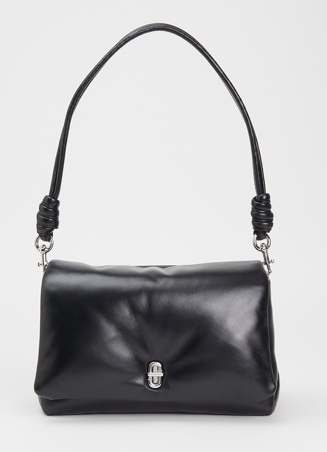 Marc Jacobs The Dual Puffy schoudertas van lamsleer met afneembare schouderriem - voorkant 5 zwart