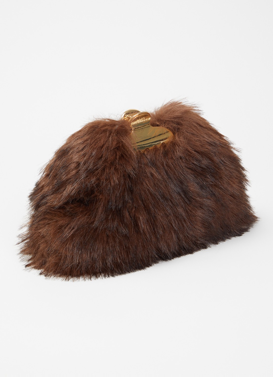 Marc Jacobs The Glam Small clutch van imitatiebont met afneembare schouderriem - achterkant donkerbruin