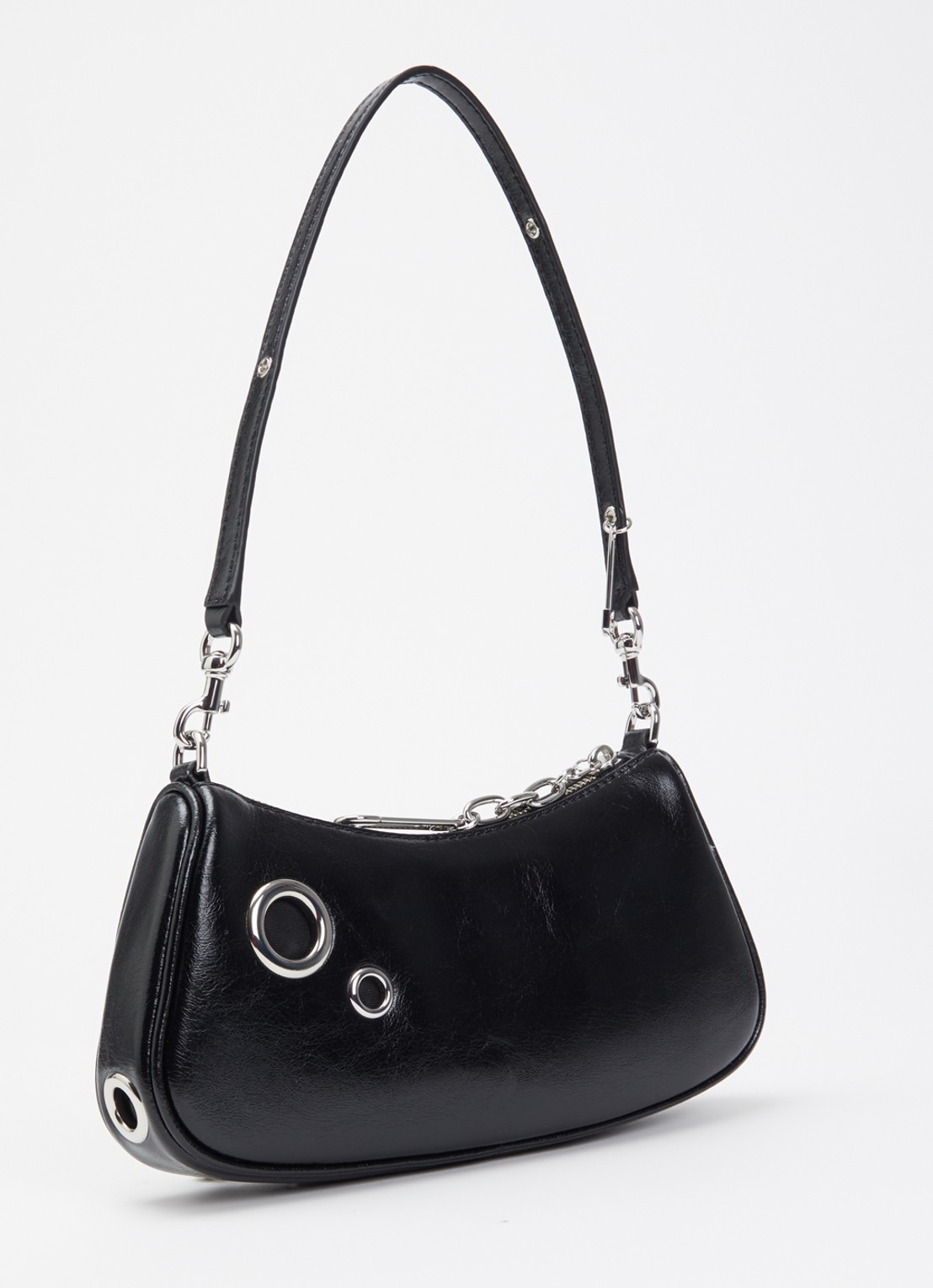 Marc Jacobs The Grommet Charm schoudertas van lakleer met afneembare schouderriem - achterkant 6 zwart