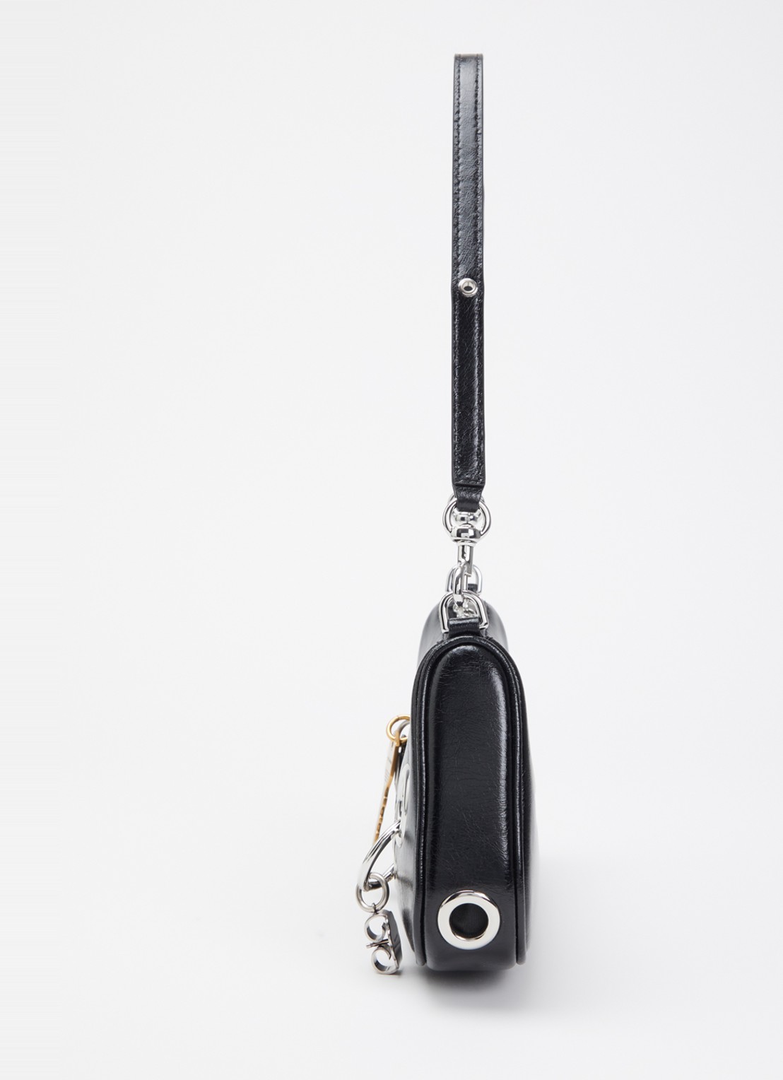 Marc Jacobs The Grommet Charm schoudertas van lakleer met afneembare schouderriem - detail 2 zwart