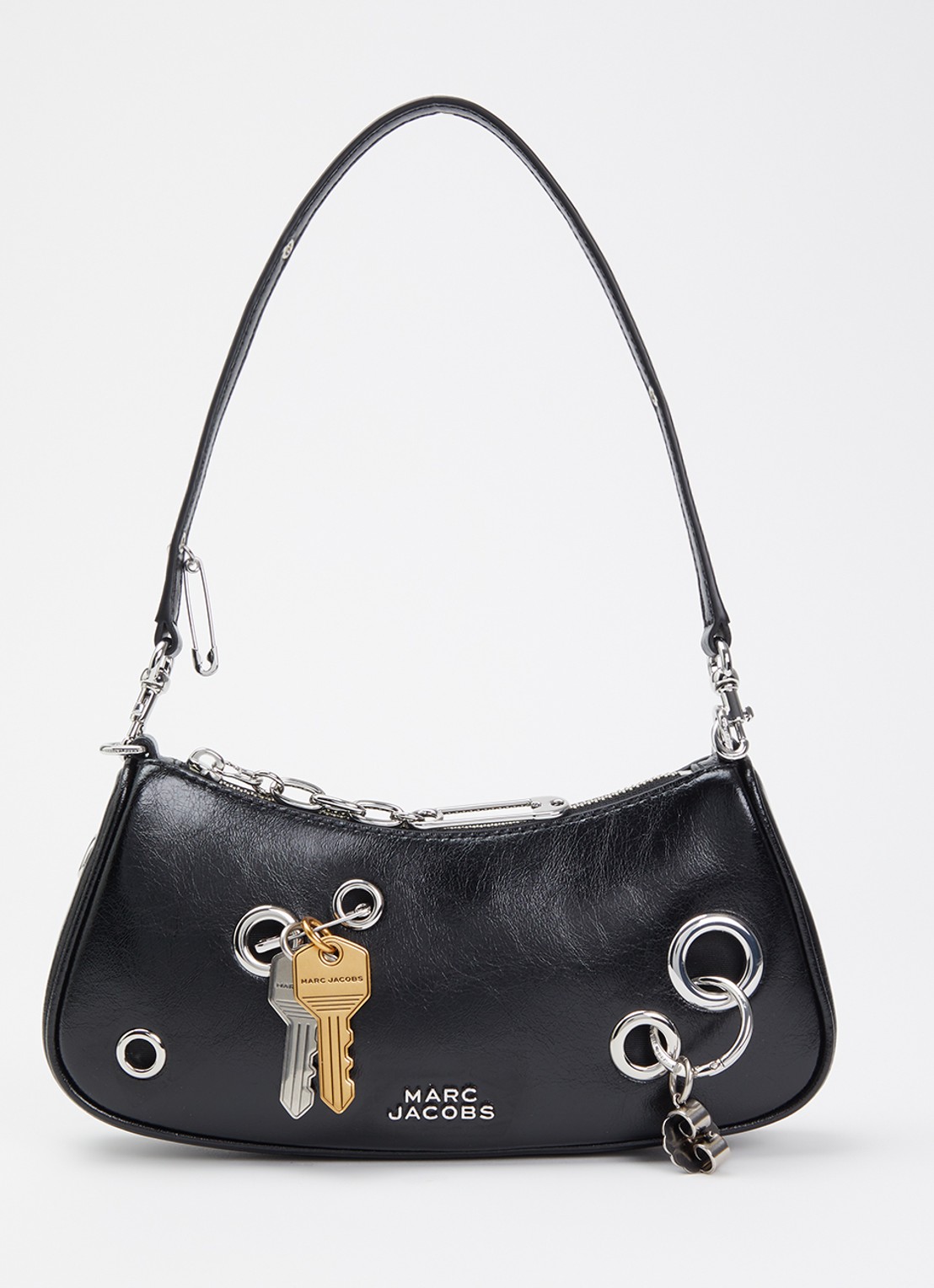Marc Jacobs The Grommet Charm schoudertas van lakleer met afneembare schouderriem - voorkant 5 zwart