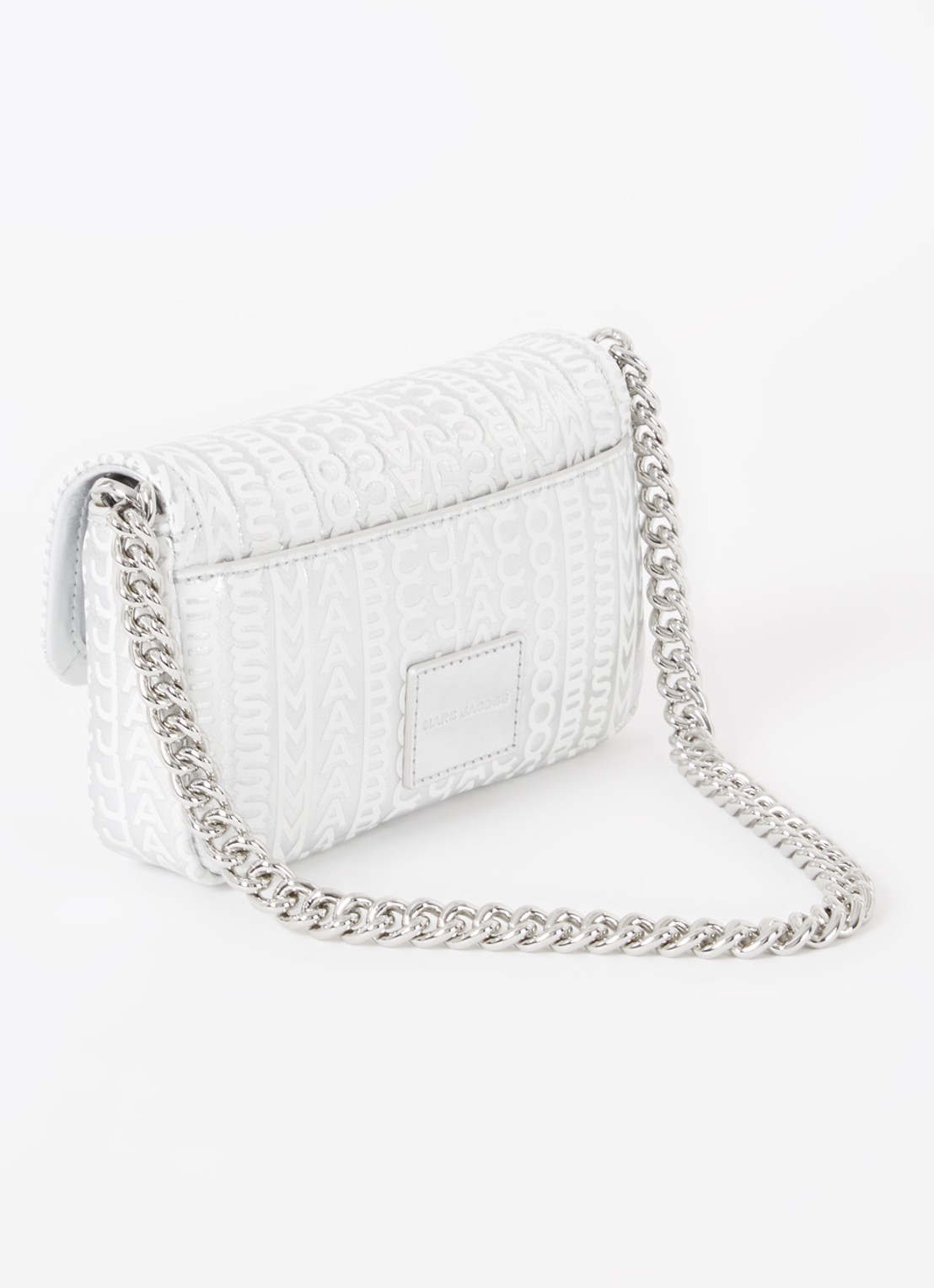 Marc Jacobs The J Marc Mini schoudertas van leer met metallic finish - achterkant zilver