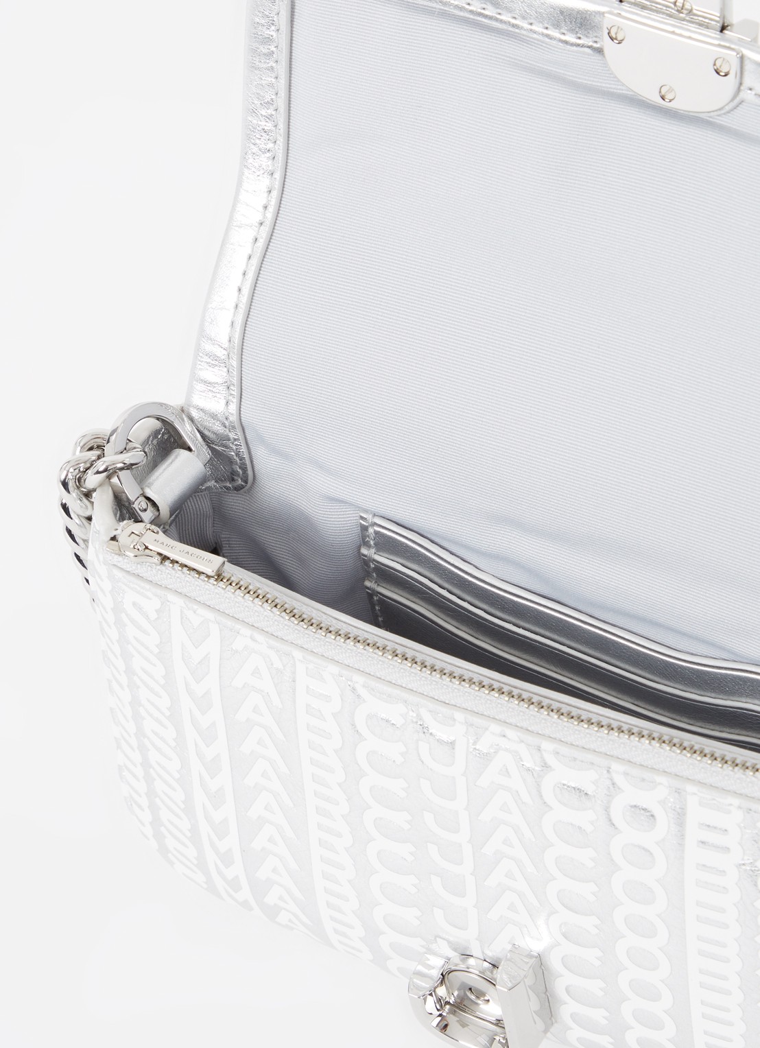 Marc Jacobs The J Marc Mini schoudertas van leer met metallic finish - detail 5 zilver