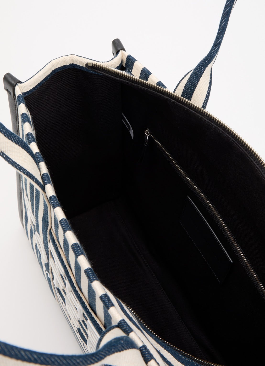 Marc Jacobs The Large Tote shopper van canvas met streepprint - detail 3 donkerblauw