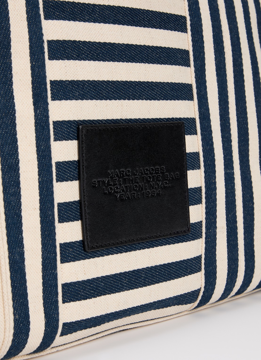Marc Jacobs The Large Tote shopper van canvas met streepprint - detail 5 donkerblauw