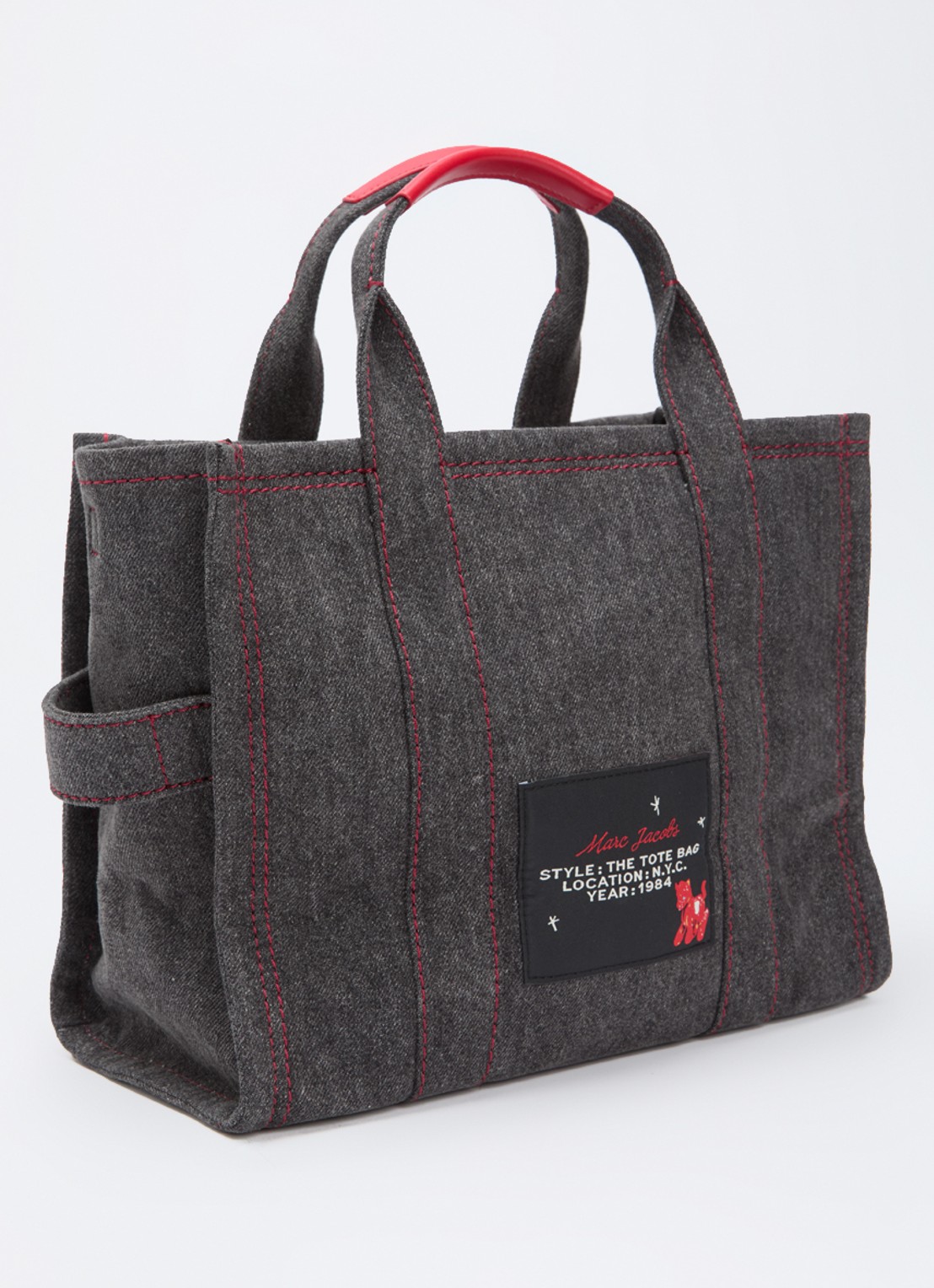 Marc Jacobs The Medium Tote handtas met logo - achterkant 2 antraciet