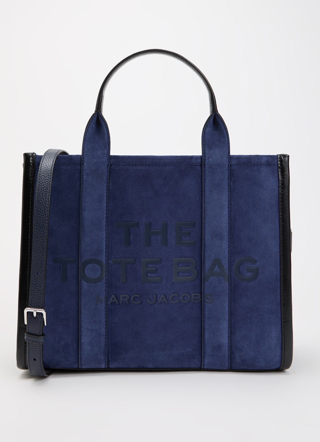 Marc Jacobs The Medium Tote handtas van suède met afneembare schouderriem - voorkant 5 donkerblauw