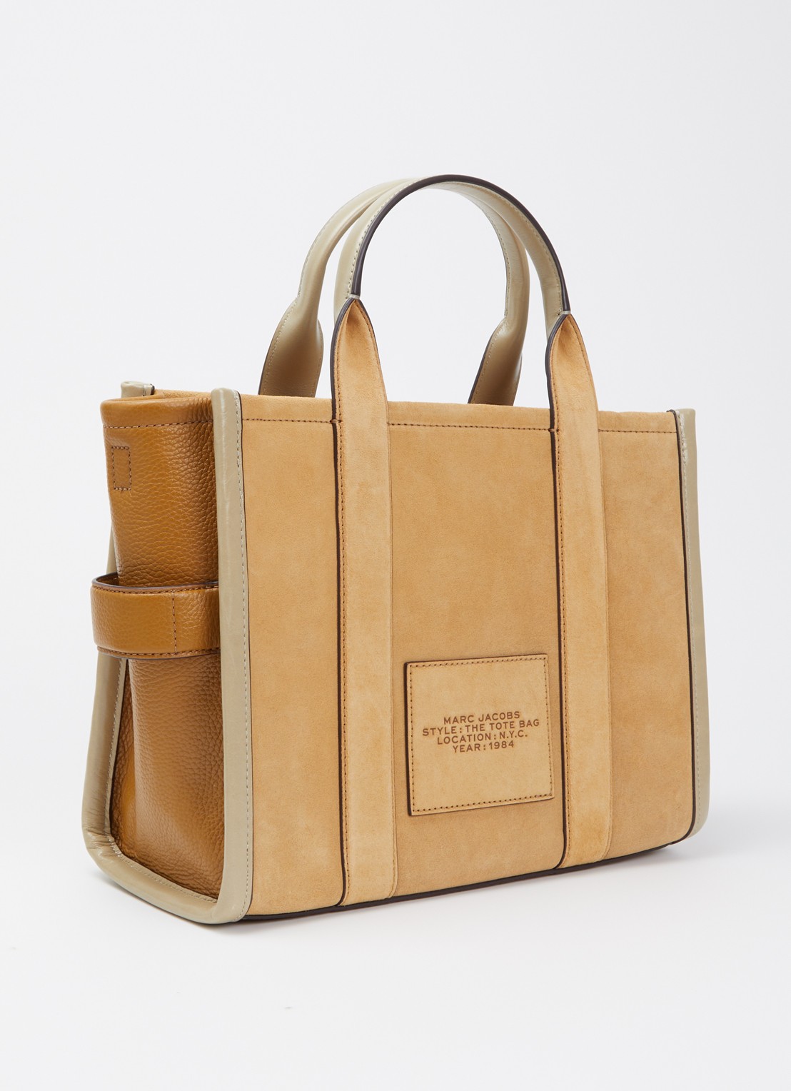 Marc Jacobs The Medium Tote schoudertas van suède met afneembare schouderriem - achterkant 6 camel