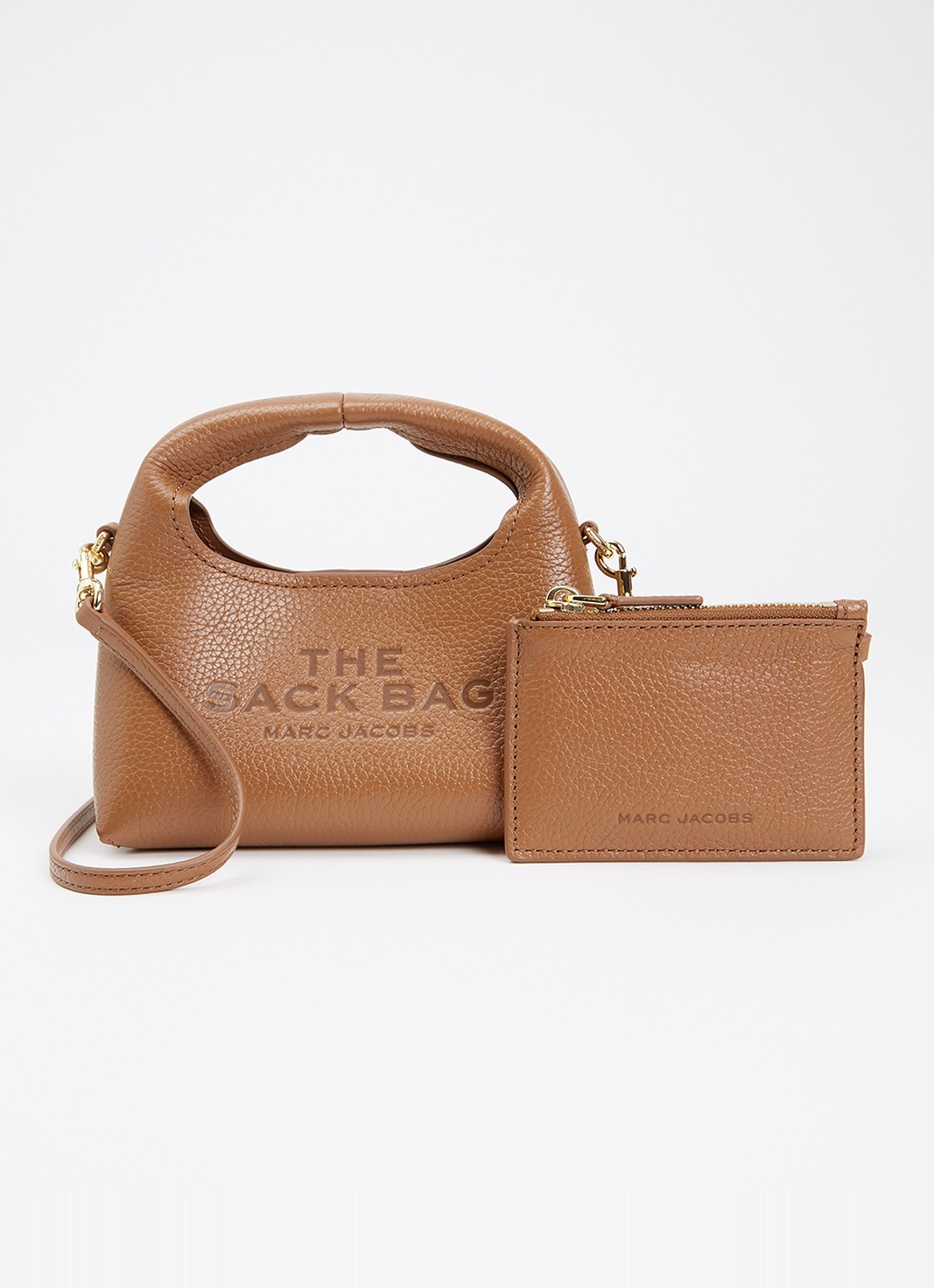 Marc Jacobs The Micro Sack handtas van leer met uitneembaar etui - voorkant hazelnootbruin