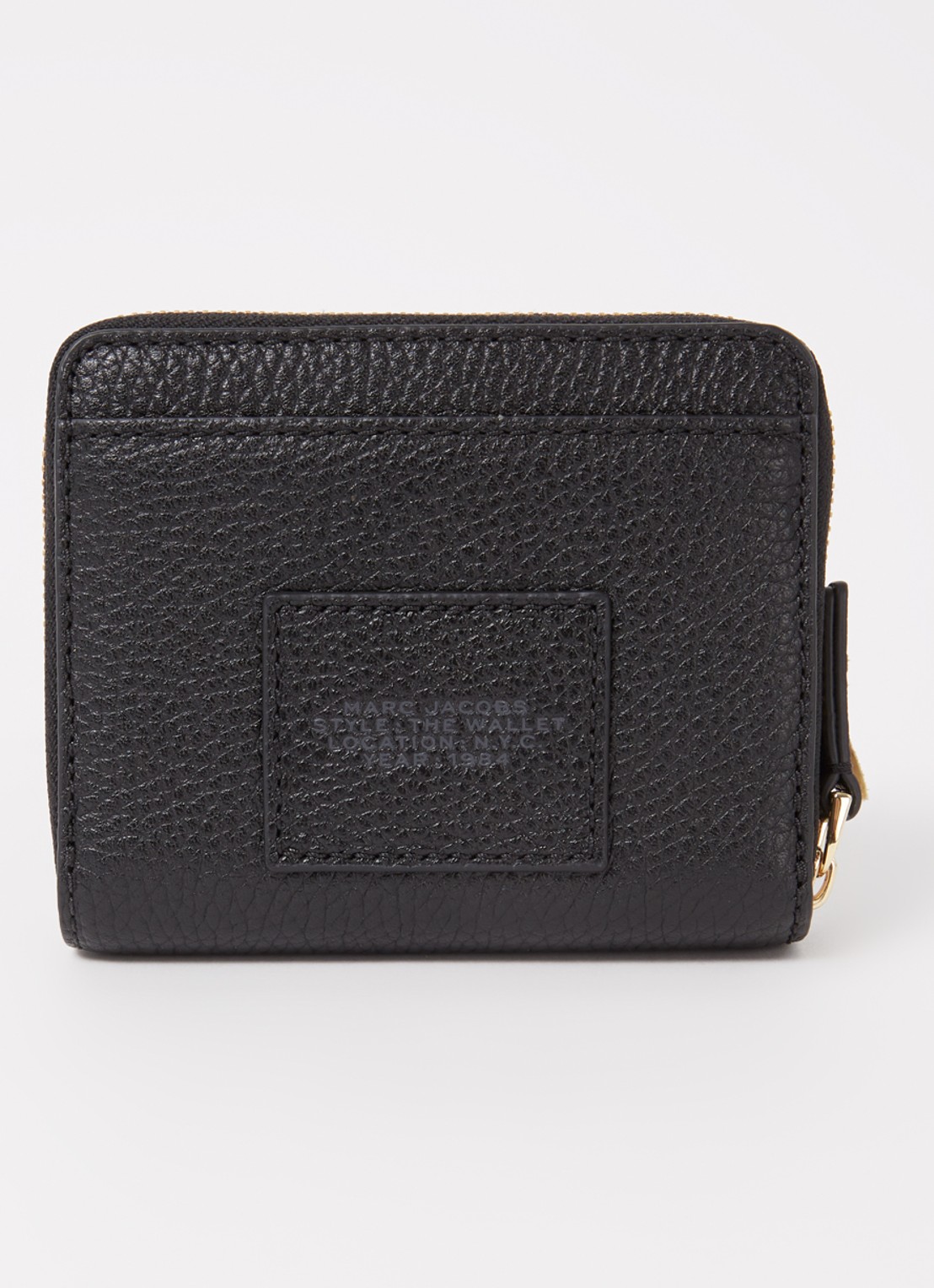 Marc Jacobs The Mini Compact portemonnee van leer met logo - achterkant zwart
