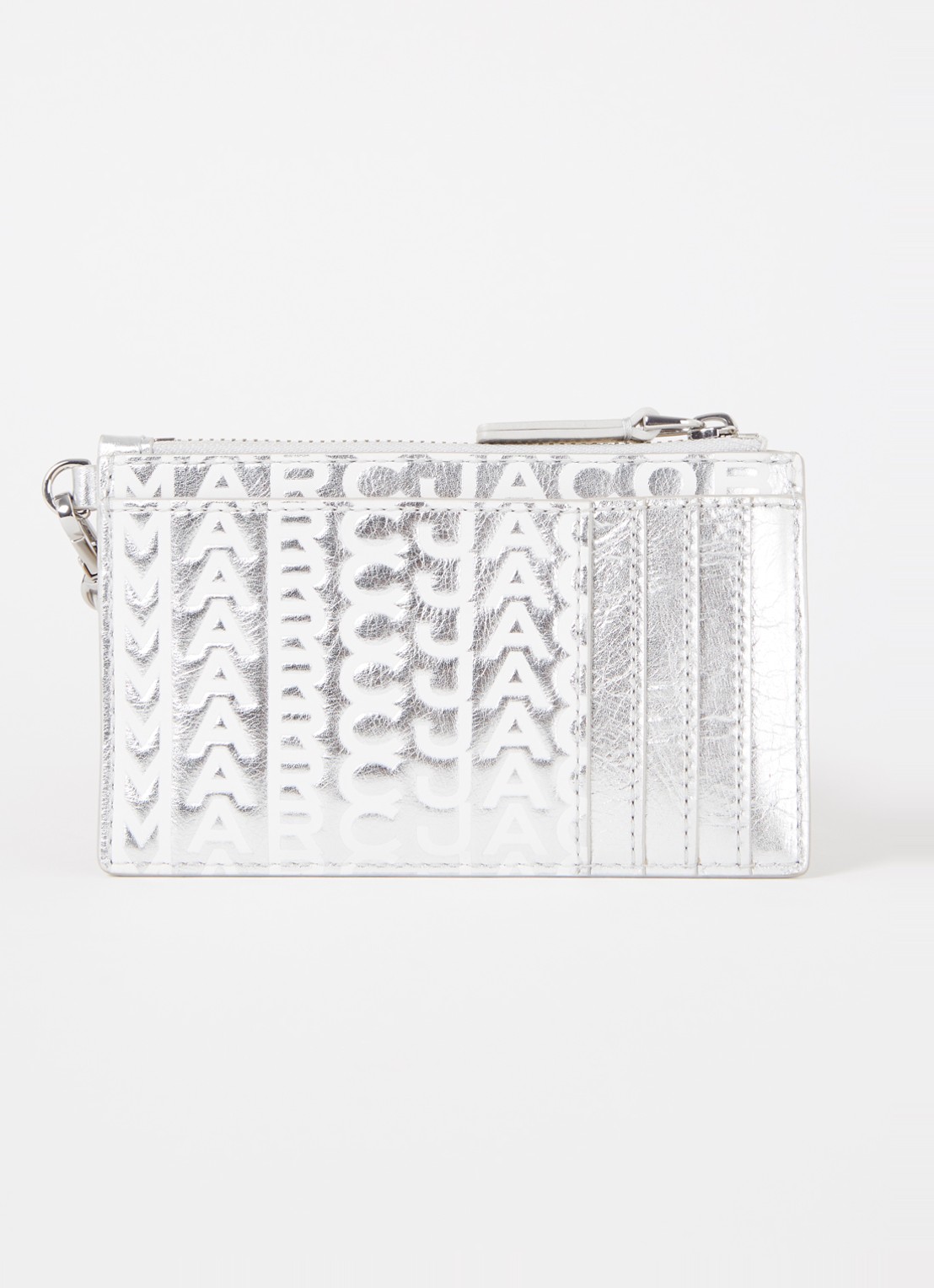 Marc Jacobs The Monogram portemonnee van leer met sleutelhanger - detail zilver