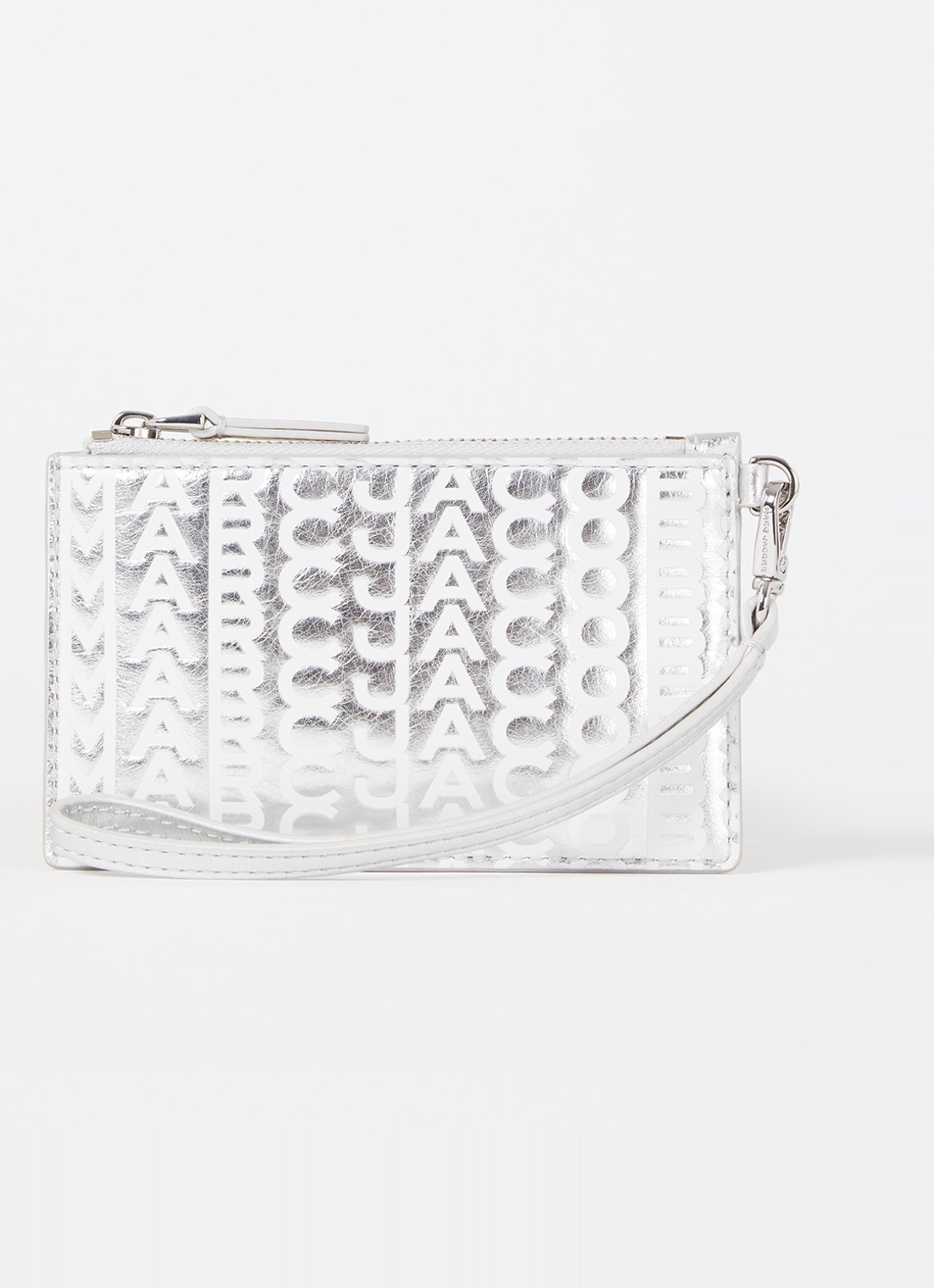 Marc Jacobs The Monogram portemonnee van leer met sleutelhanger - voorkant 2 zilver