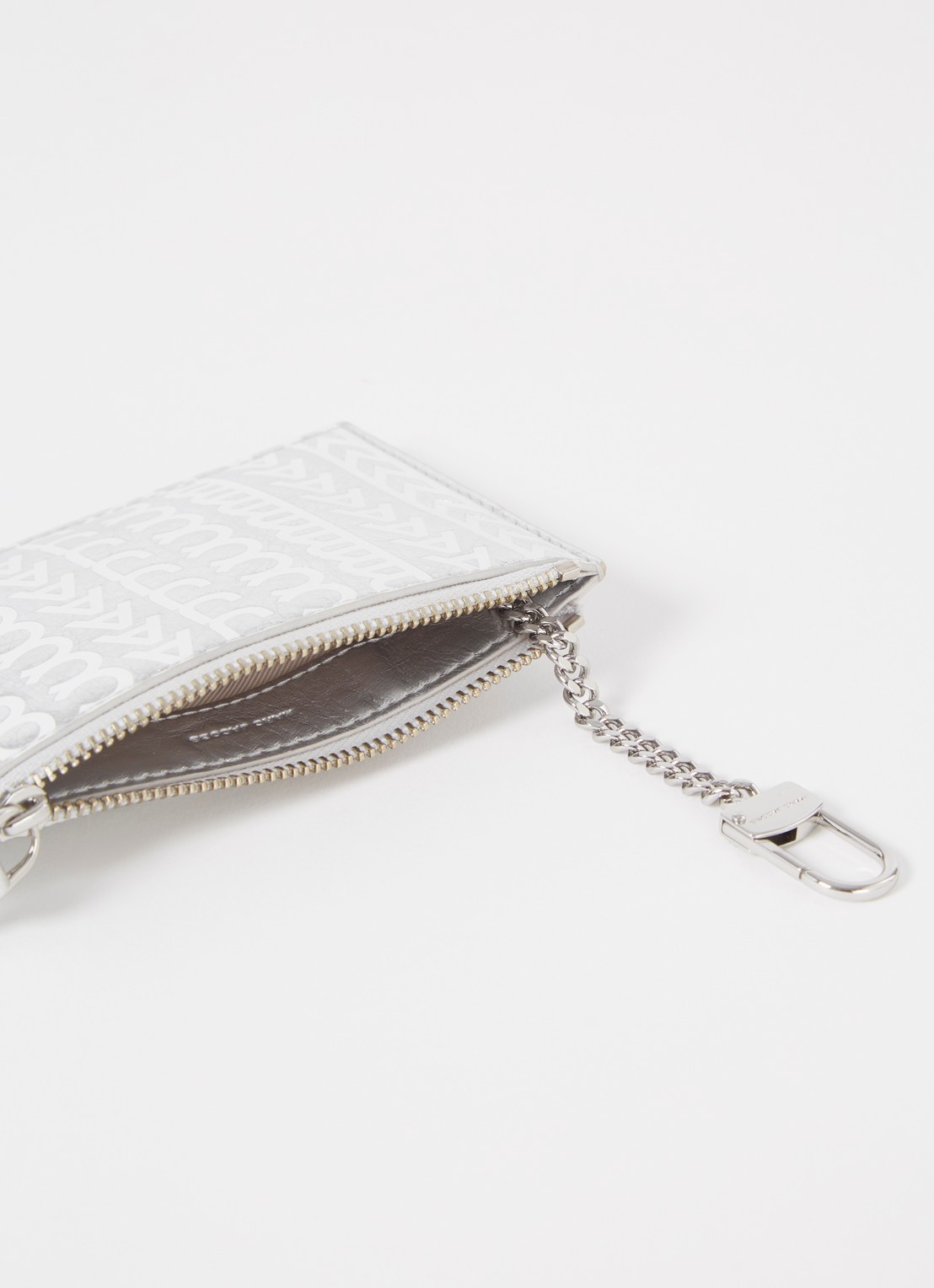 Marc Jacobs The Monogram portemonnee van leer met sleutelhanger - voorkant 3 zilver