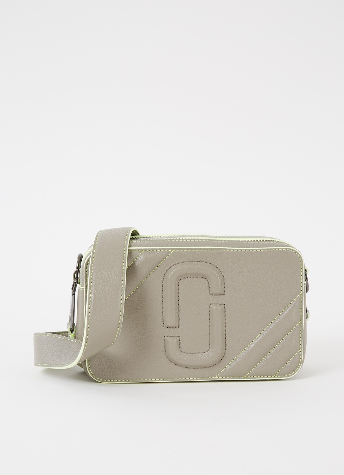 Marc Jacobs The Moto Shot crossbodytas van leer - voorkant 2 donkerbeige