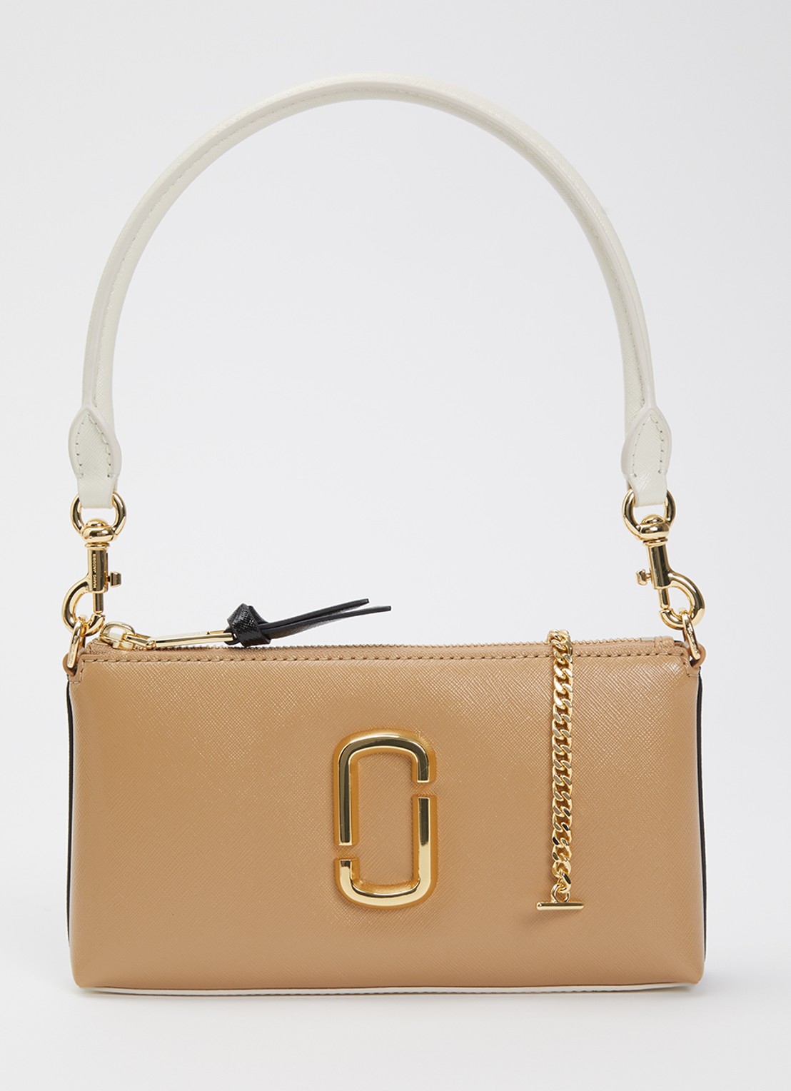 Marc Jacobs The Pochette schoudertas van leer met logo - voorkant camel